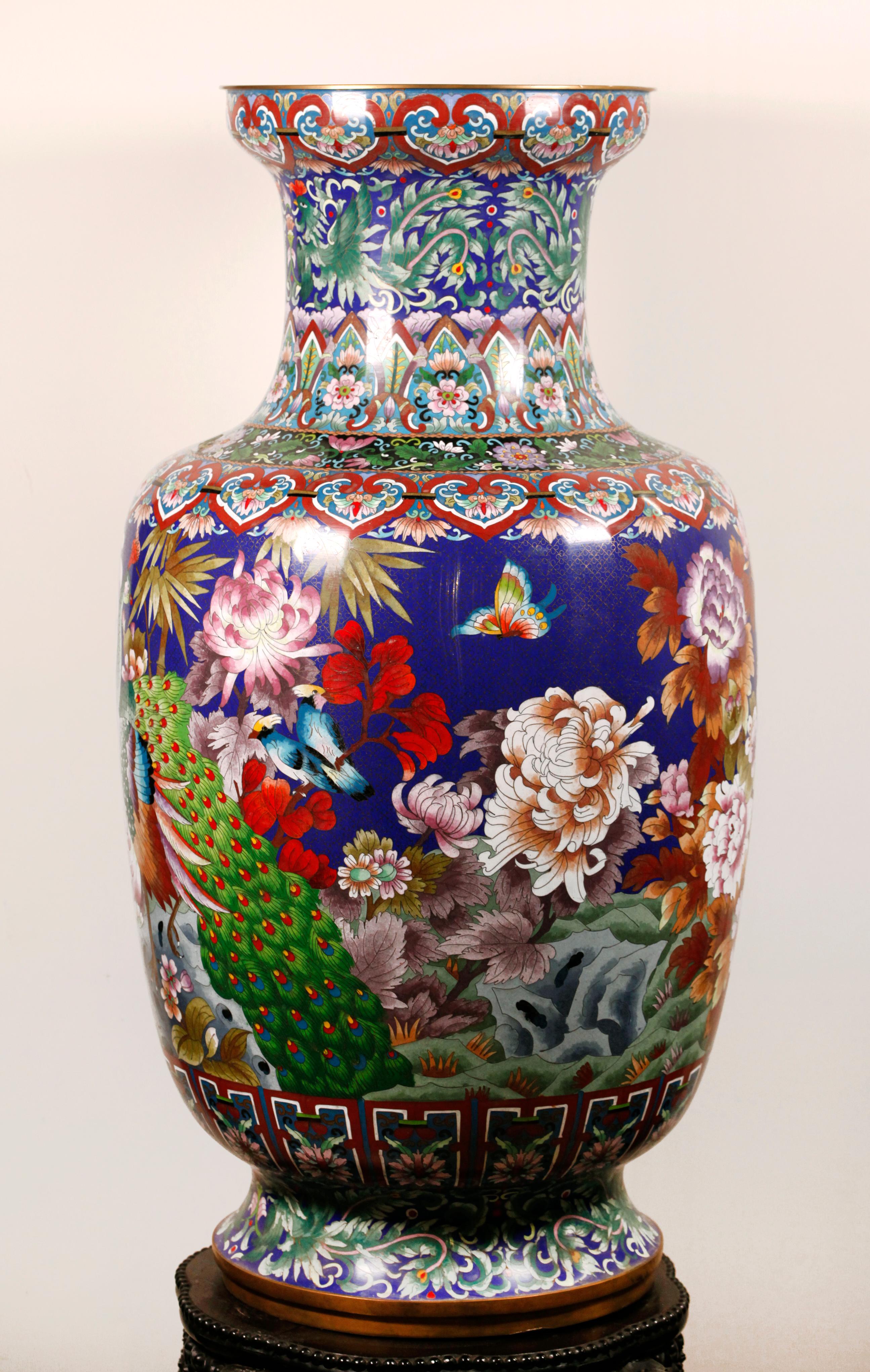 20th Century life-size Chinese cloisonné vase For Sale
