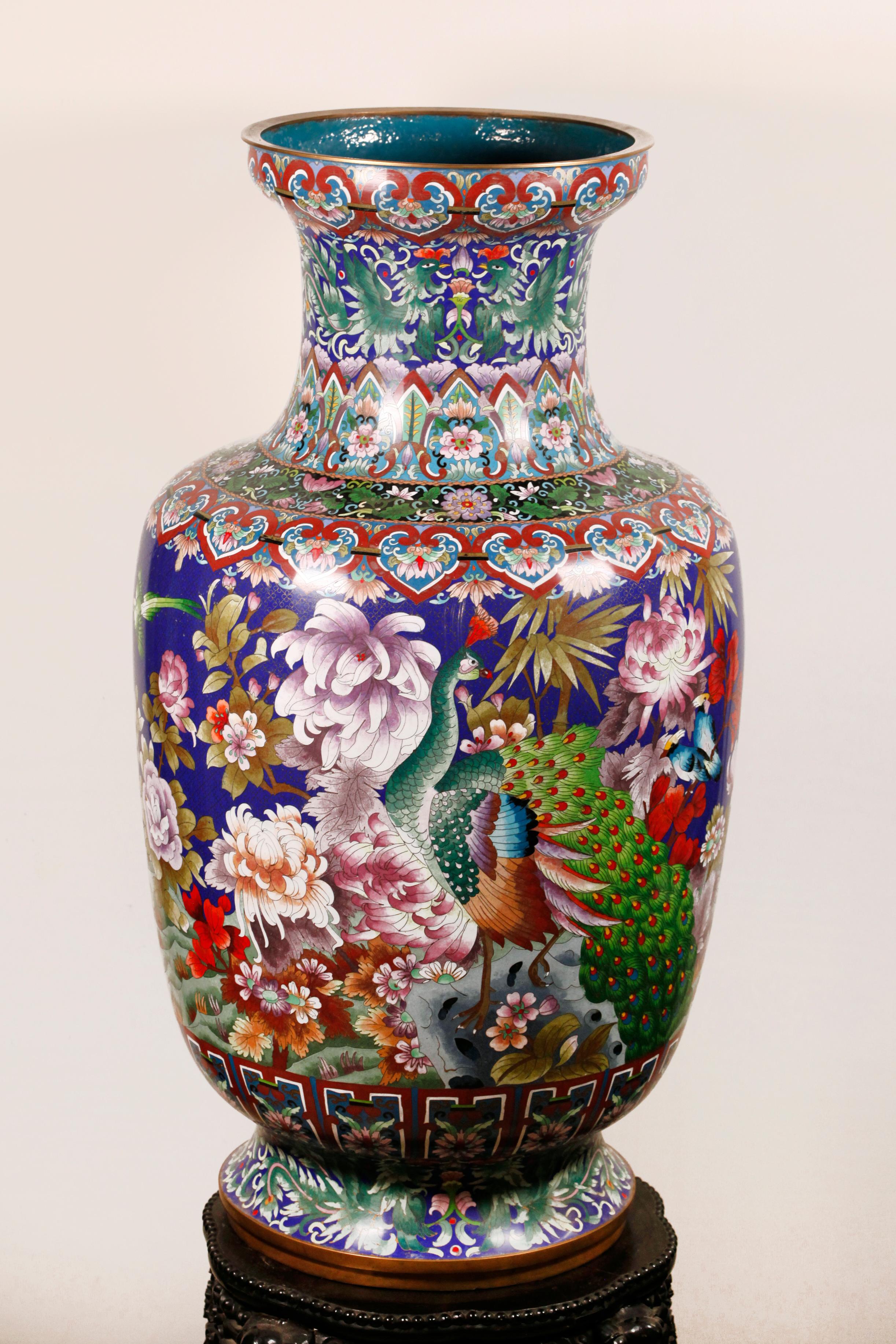 Metal life-size Chinese cloisonné vase For Sale
