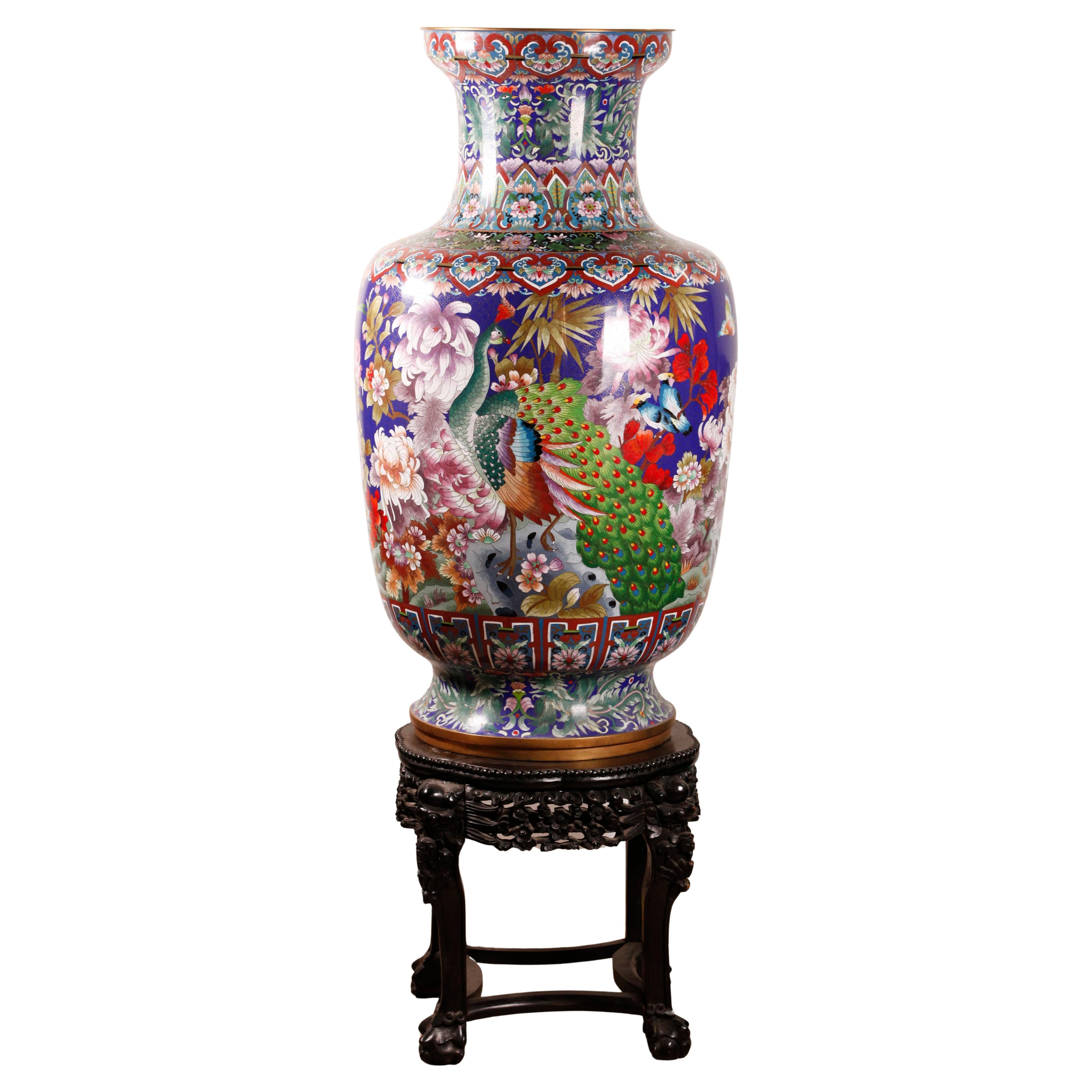life-size Chinese cloisonné vase For Sale
