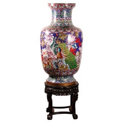 jarrón chino de cloisonné de tamaño natural