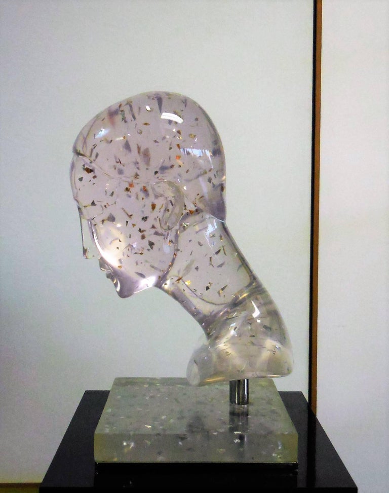 Life Size Clear French Resin Sculpture with Pedestal 