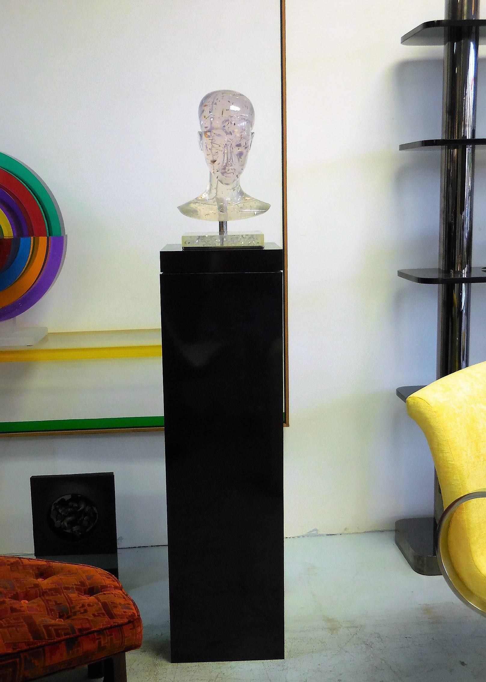 Life-Size Clear French Resin Sculpture with Pedestal, 1970s 4