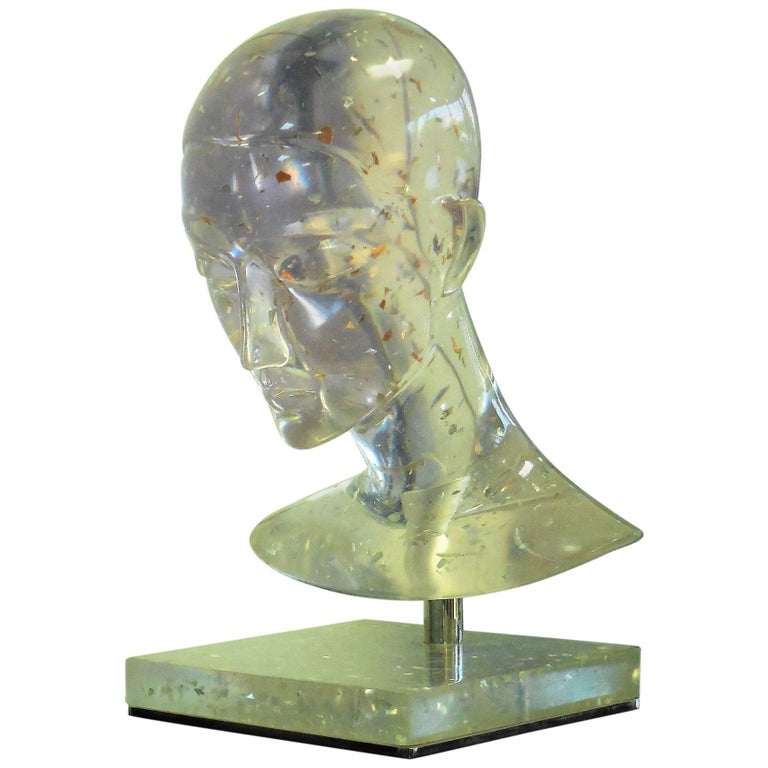 Life Size Clear French Resin Sculpture with Pedestal 