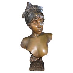 Life Size Emmanuel Villanis Statue Javotte Bronze Sculpture One of a Kind Bust