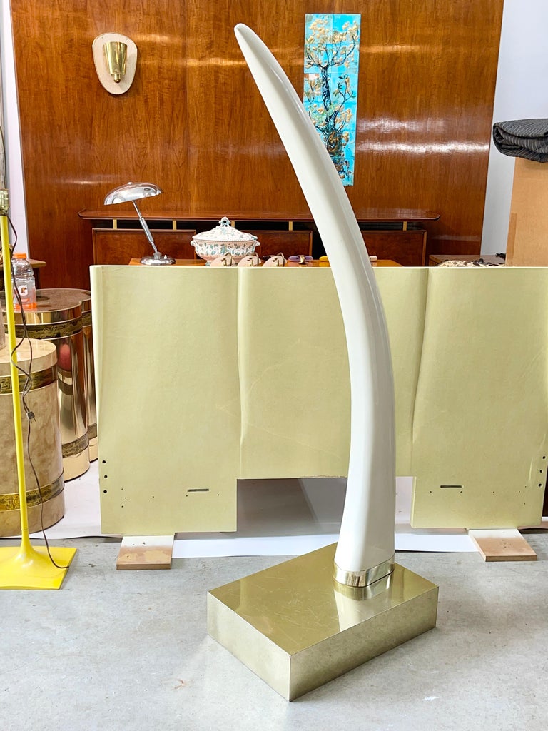 American Life-Size Faux Elephant Tusk Sculpture For Sale