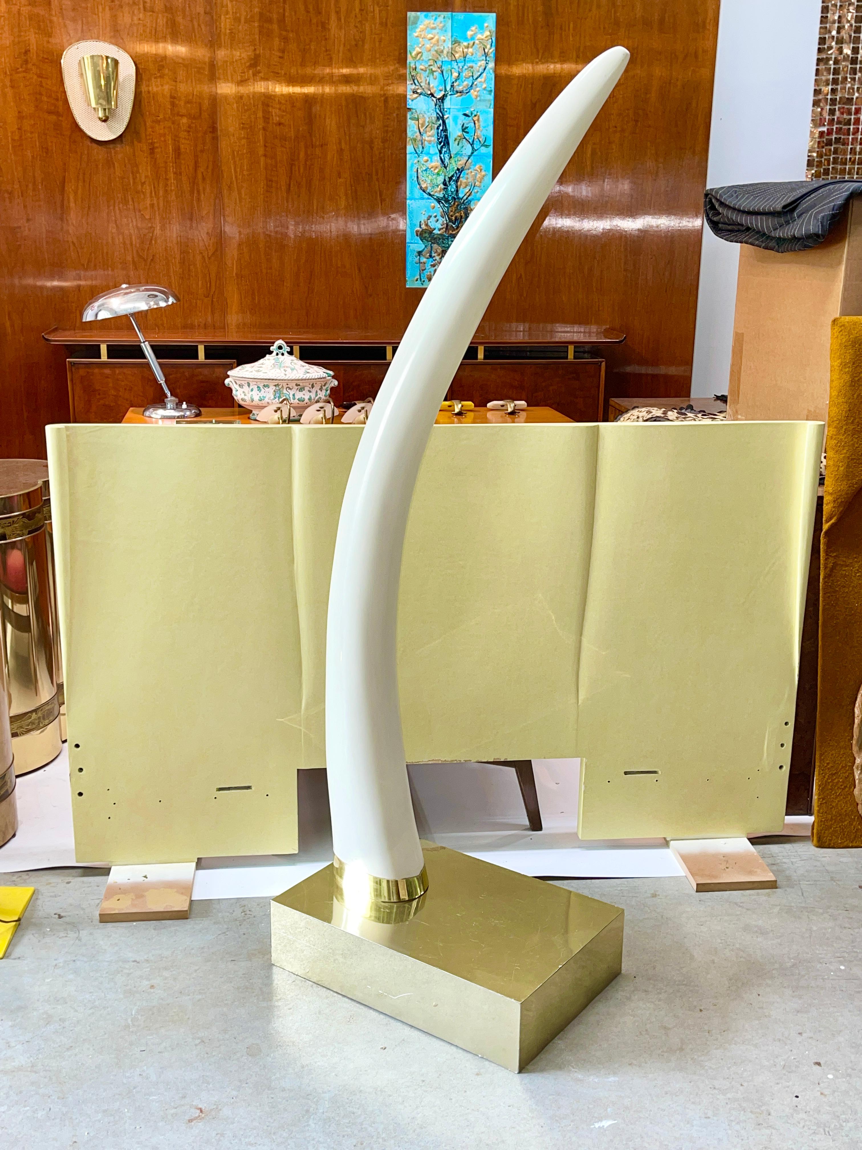 Life-Size Faux Elephant Tusk Sculpture In Good Condition For Sale In Hanover, MA