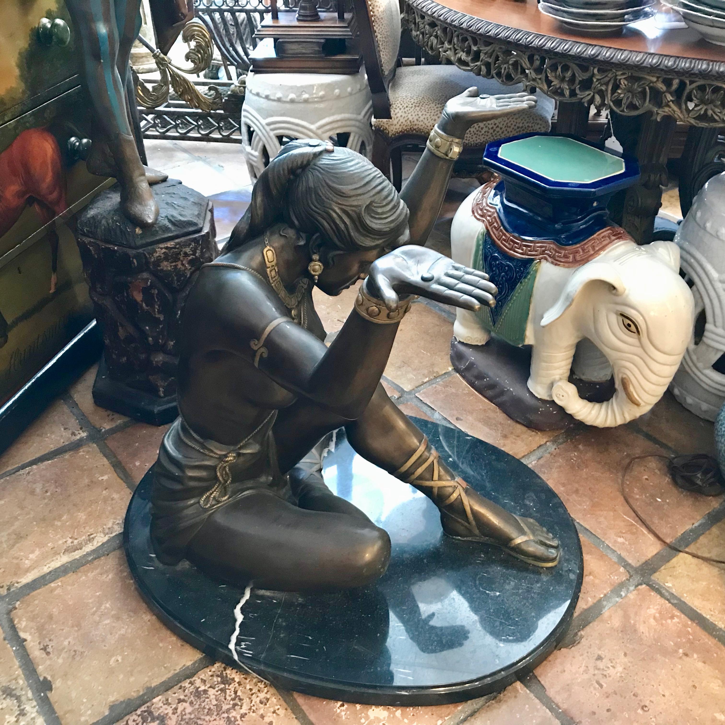European Life Size Figural Bronze Center Table Base For Sale