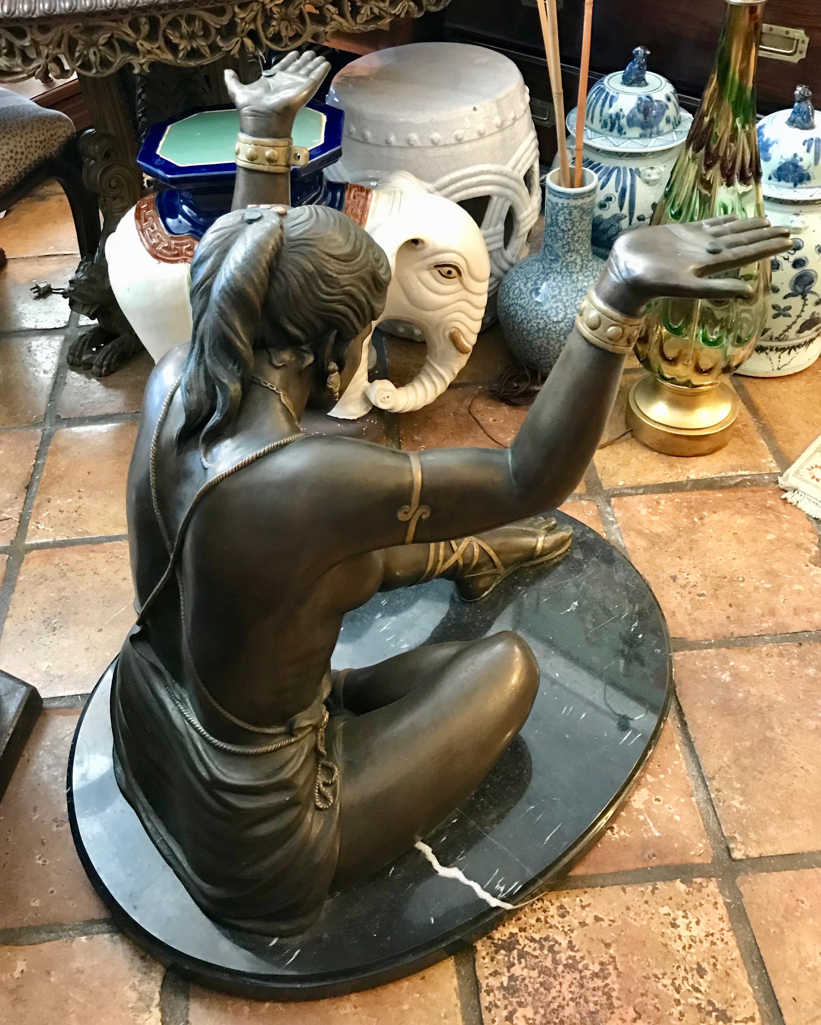 Life Size Figural Bronze Center Table Base In Good Condition For Sale In West Palm Beach, FL