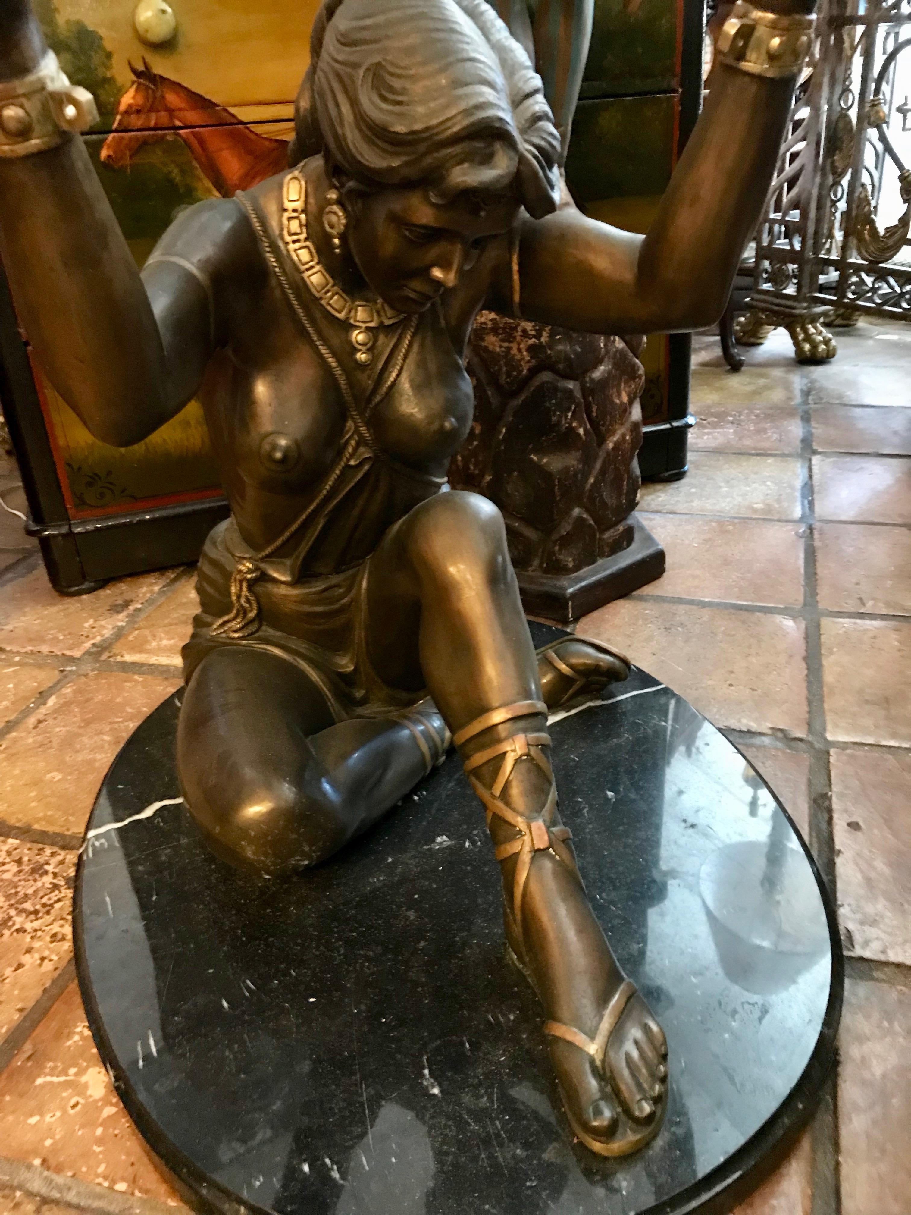Life Size Figural Bronze Center Table Base For Sale 4