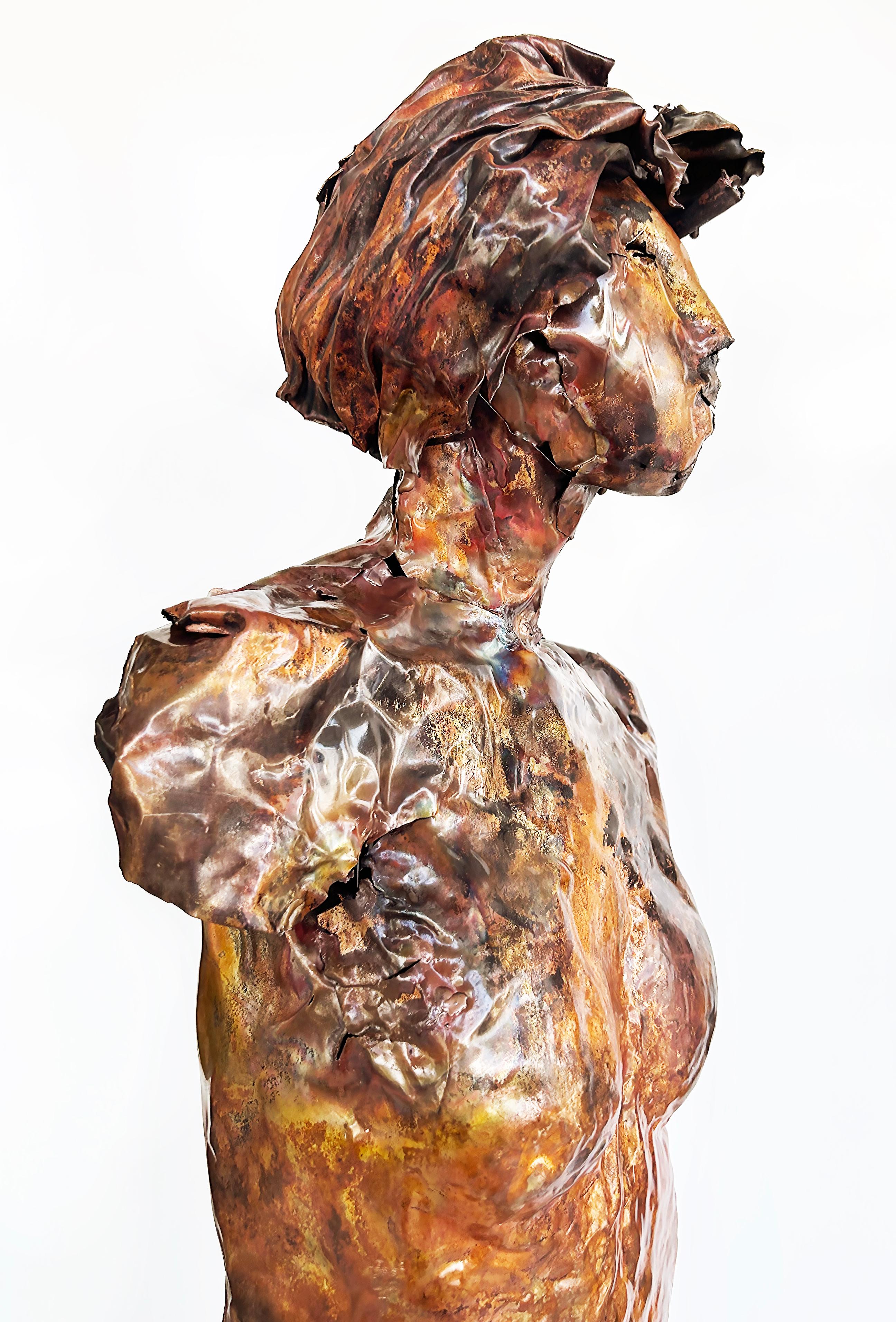Hand-Crafted Life-Size Figurative Copper Statue Sculpture by Davis Murphy