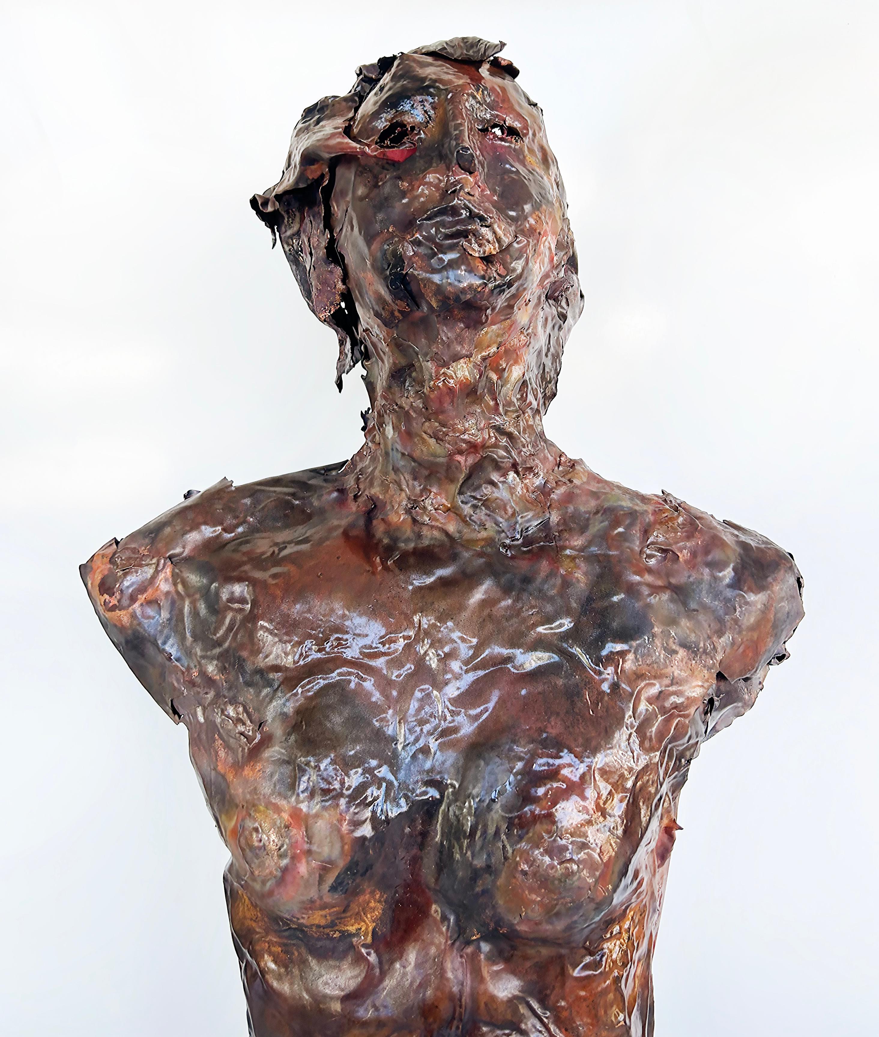 American Life-Size Figurative Copper Statue Sculpture by Davis Murphy
