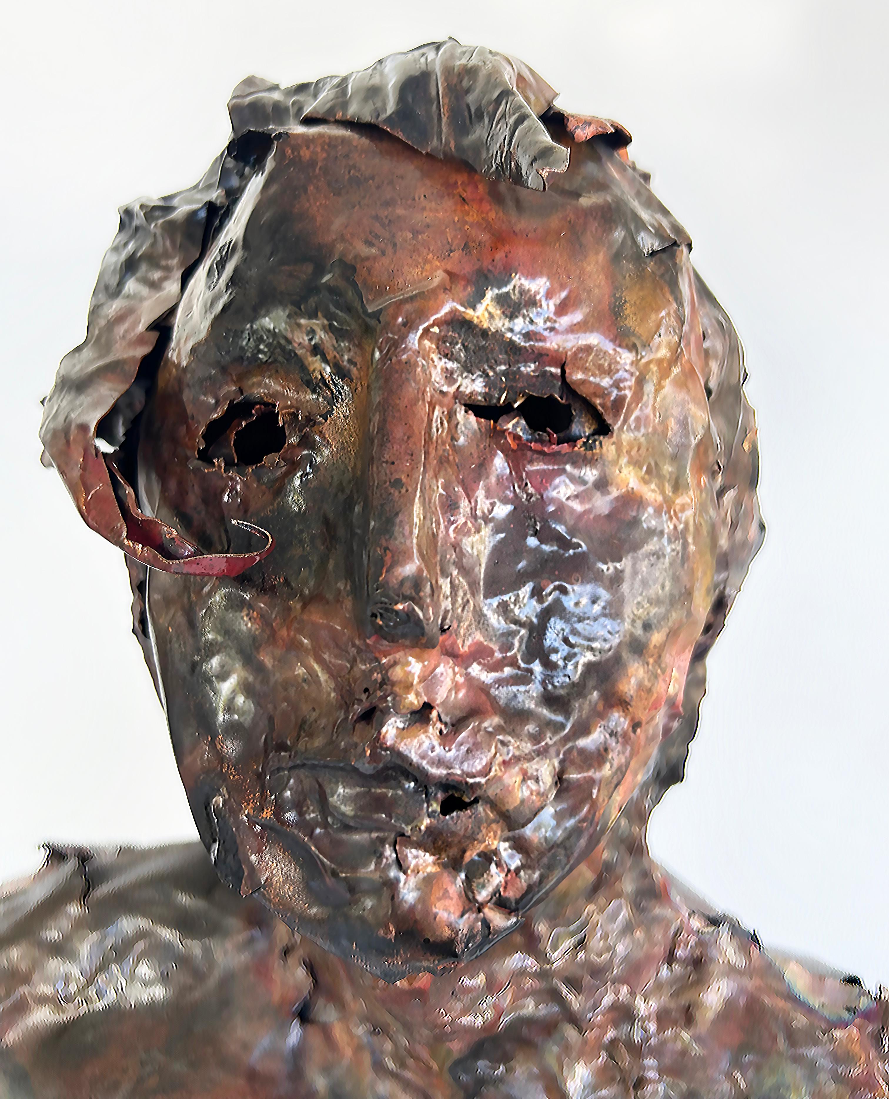 Hand-Crafted Life-Size Figurative Copper Statue Sculpture by Davis Murphy