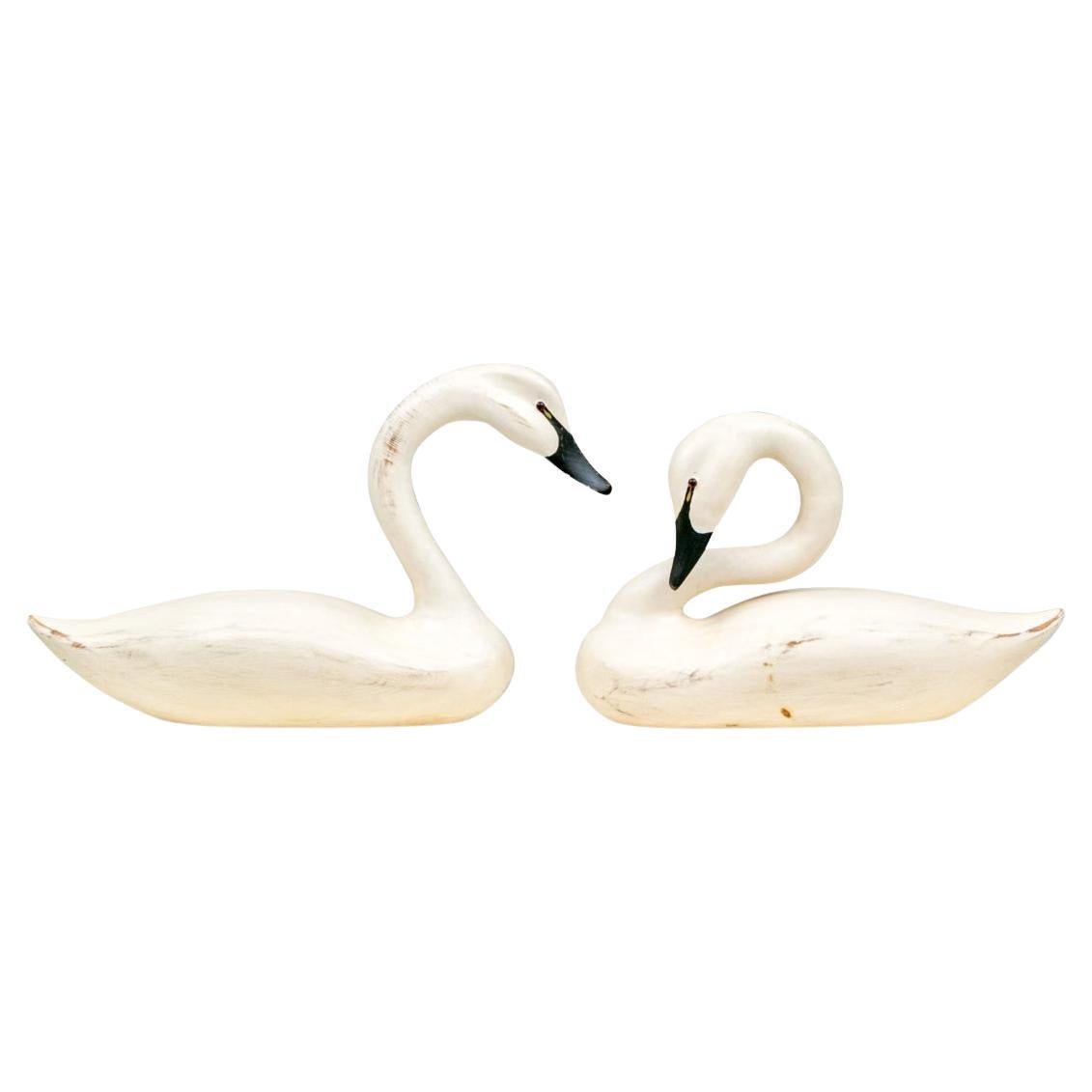 Life Size Folk Art Swan Pair By Kevin Kerrigan