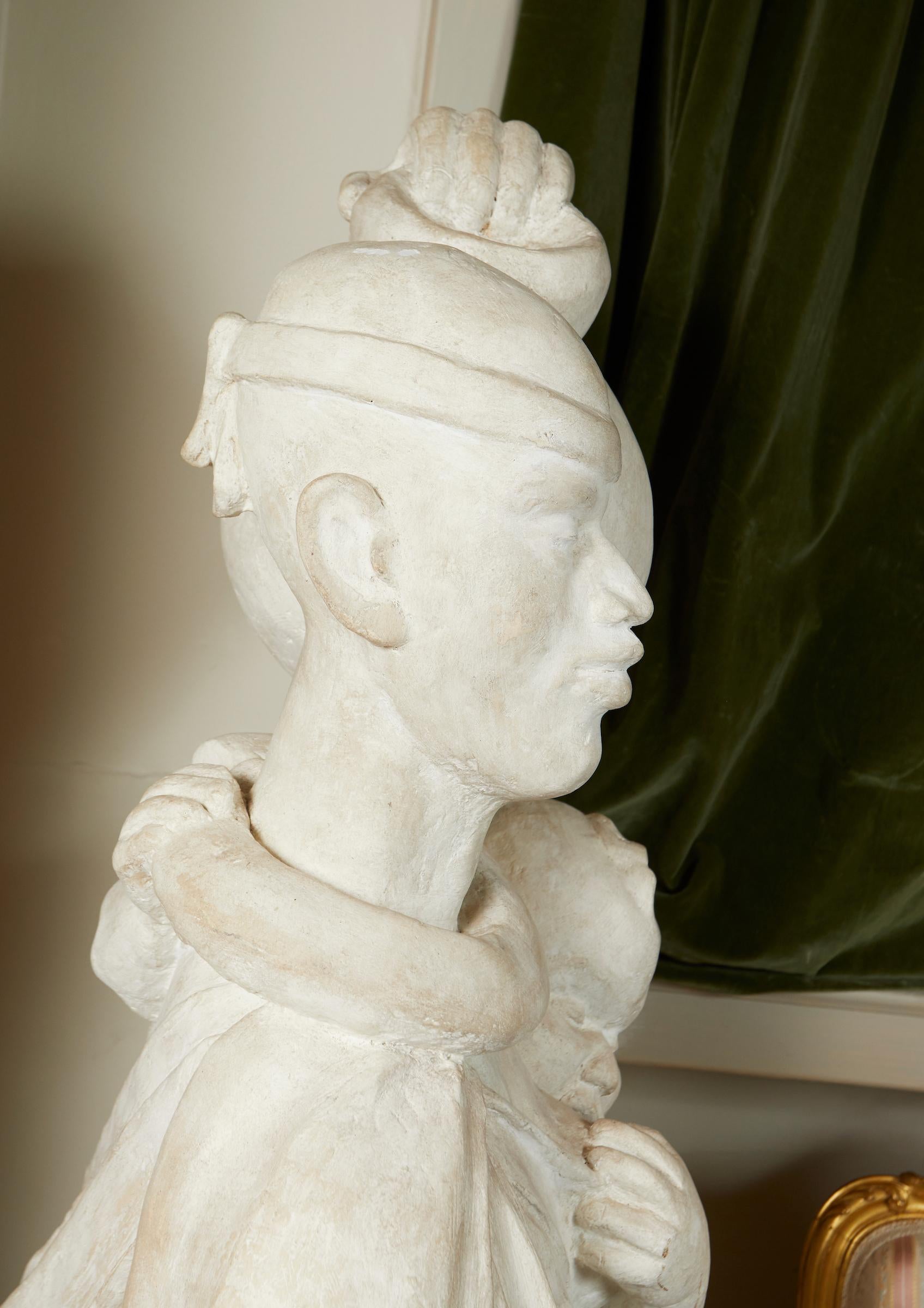 Life-Size French Africanist Style Plaster Sculpture of a Mother and Child For Sale 2