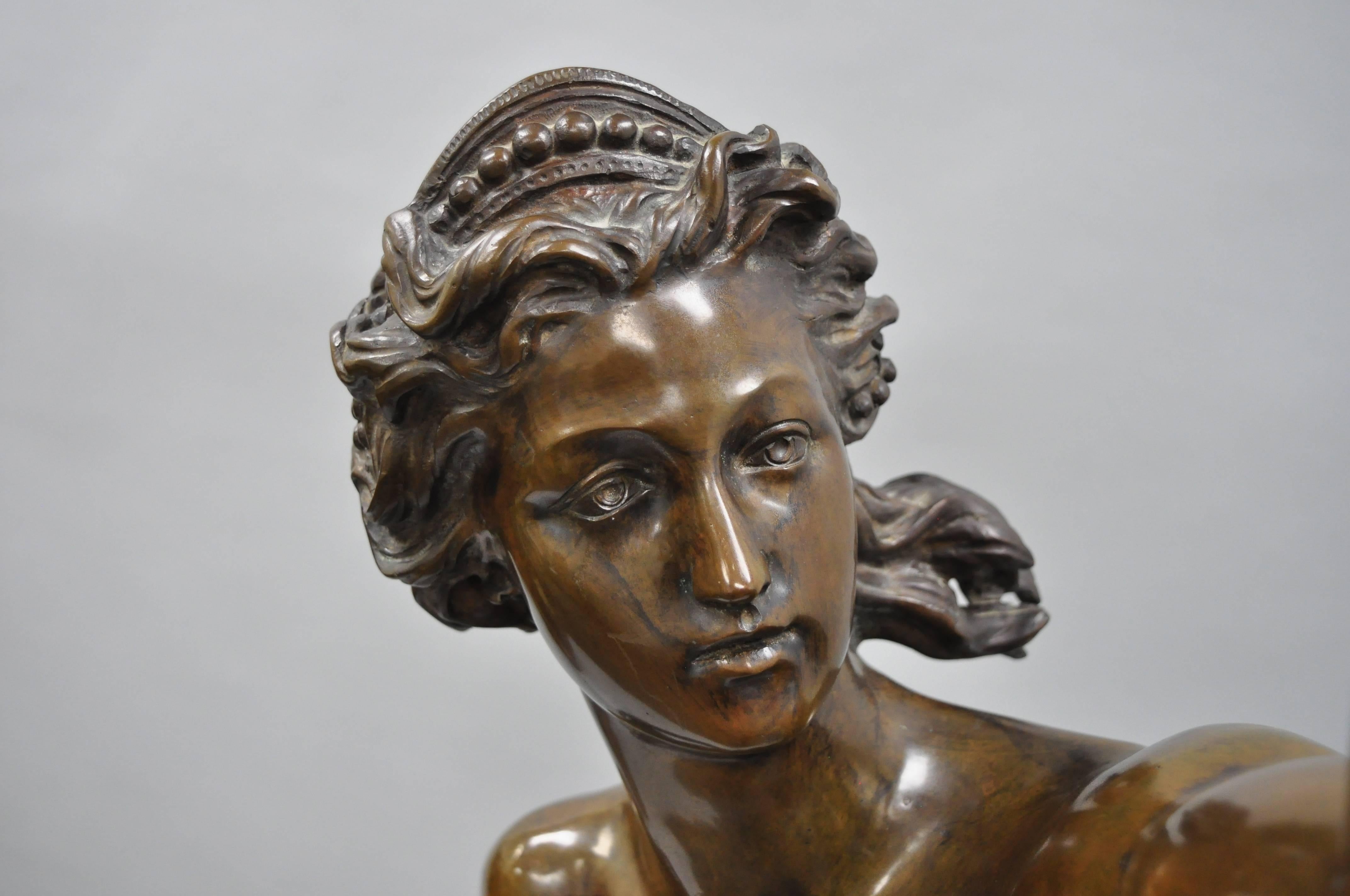 Statua di ninfa nuda femminile in bronzo in stile Art Nouveau francese a grandezza naturale, Cibardie In condizioni buone a Philadelphia, PA