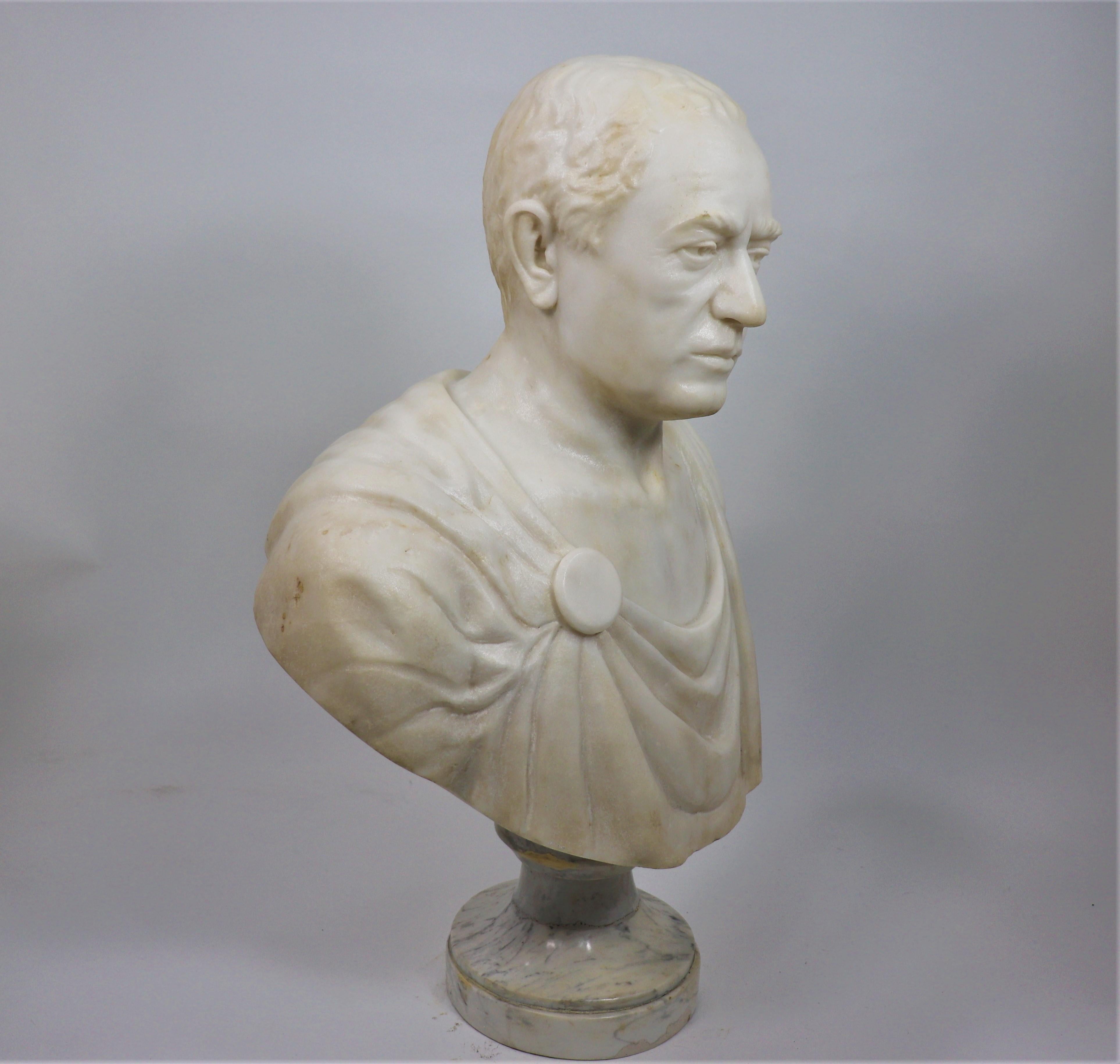 Veni, Vidi, Vici - “I came, I saw, I conquered,” are the words attributed to Julius Caesar, the man who changed the course of Greco-Roman history. This finely carved white marble reproduction bust showcases Gaius Julius Caesar. Born in 100 B.C
