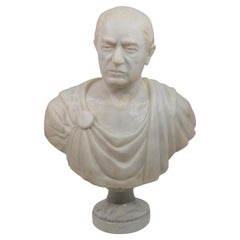 Life Size Gaius Julius Caesar Marble Head Bust with Stand