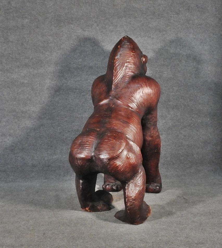Late 20th Century Life Size Giant Leather Gorilla For Sale