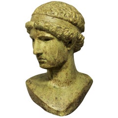 Life-Size Glazed Stone Head of a Hellenistic Youth