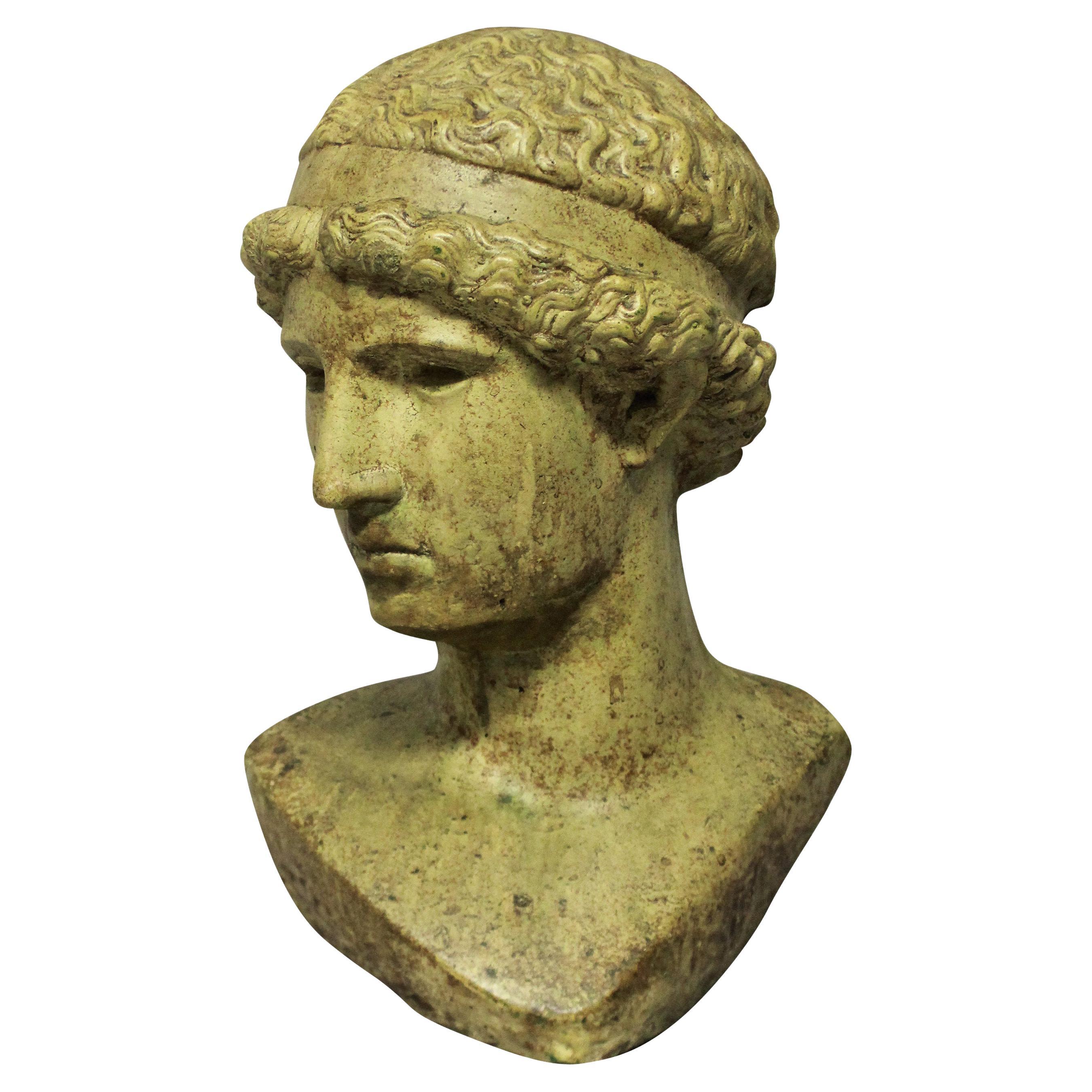 Life-Size Glazed Stone Head of a Hellenistic Youth