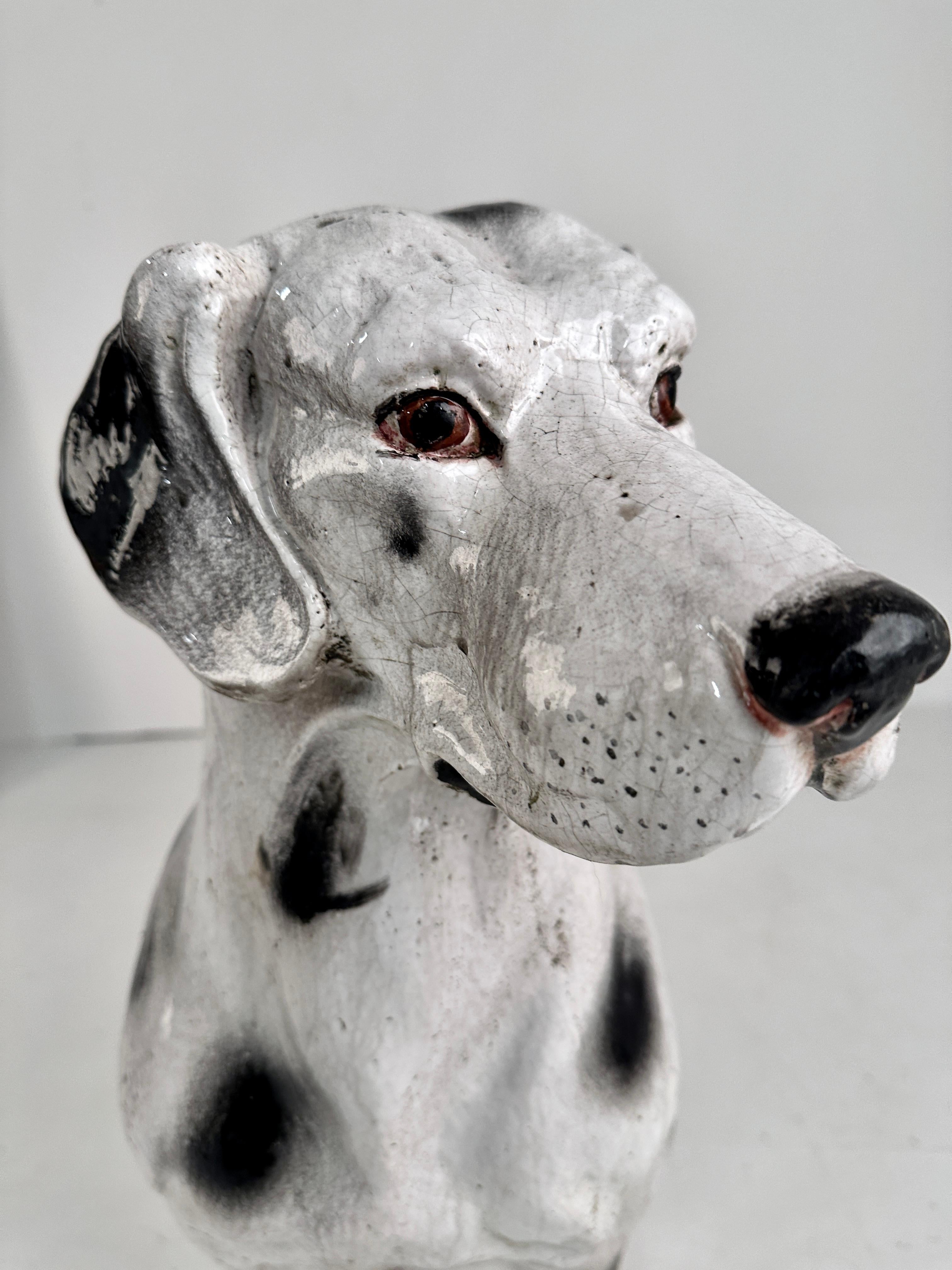 Lebensgroßer glasierter Terrakotta-Hund, Italien ca. 1960er Jahre im Angebot 3