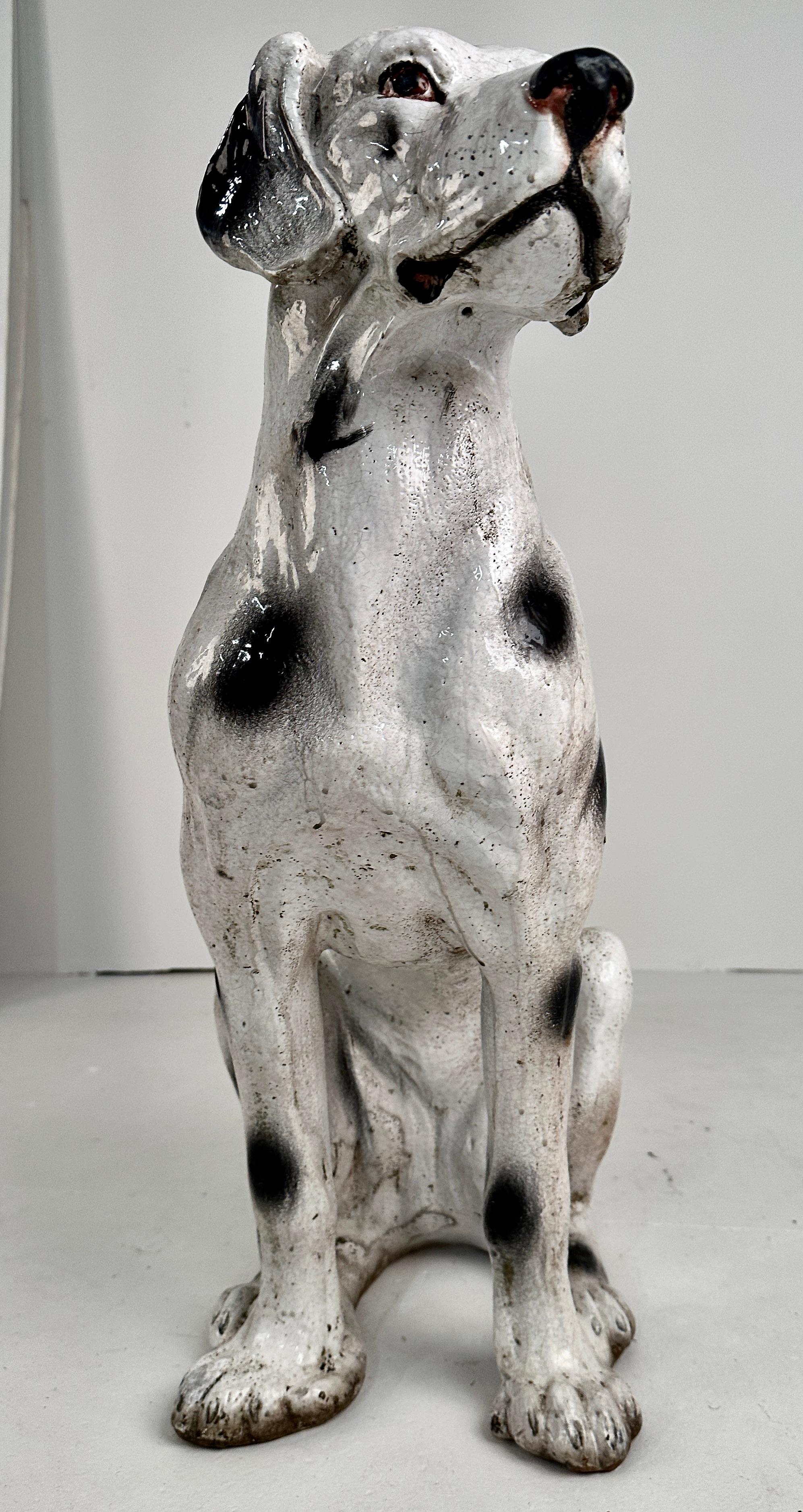 Life-size Glazed Terracotta Hound, Italy c 1960s For Sale 5