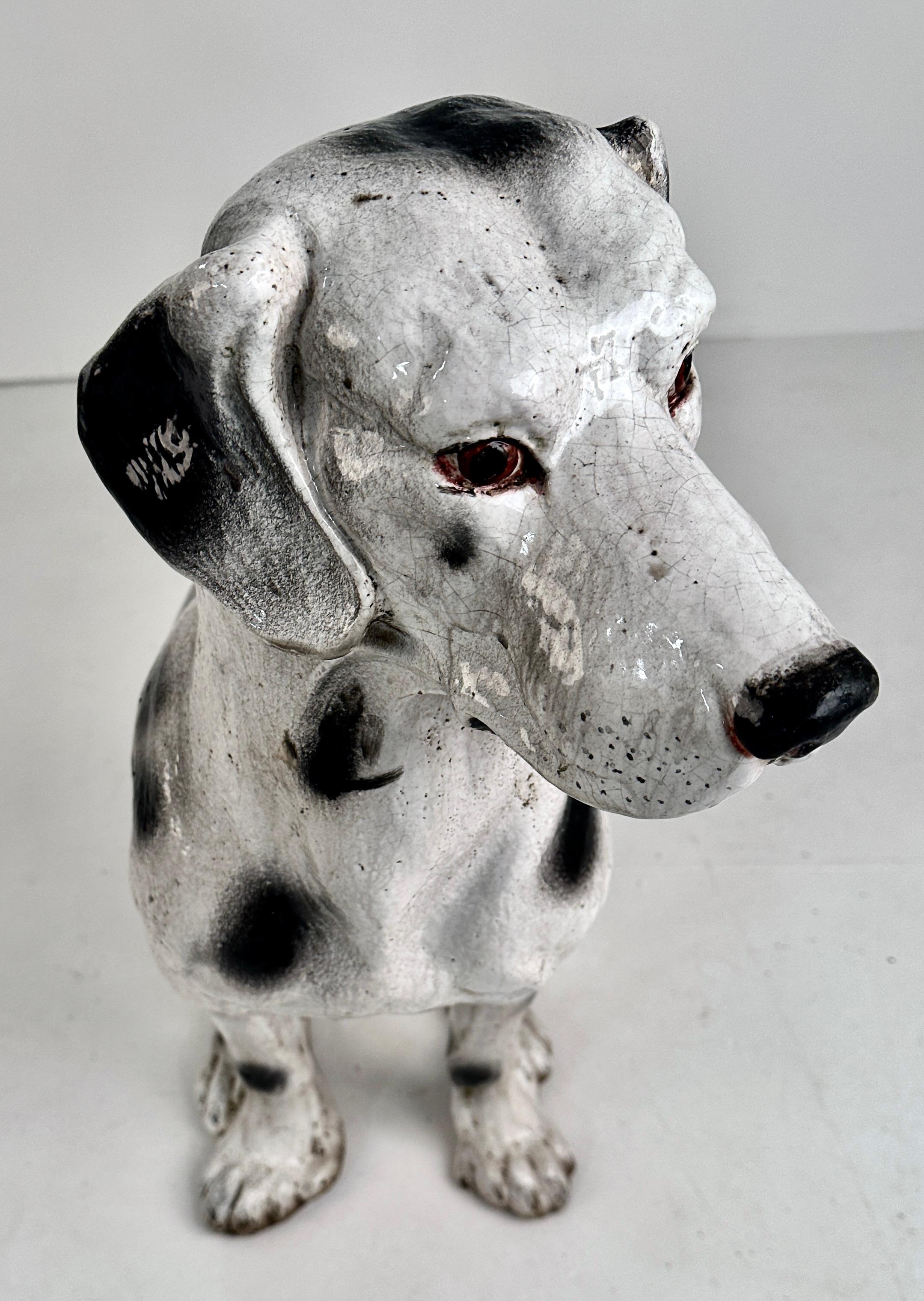 Lebensgroßer glasierter Terrakotta-Hund, Italien ca. 1960er Jahre im Angebot 5