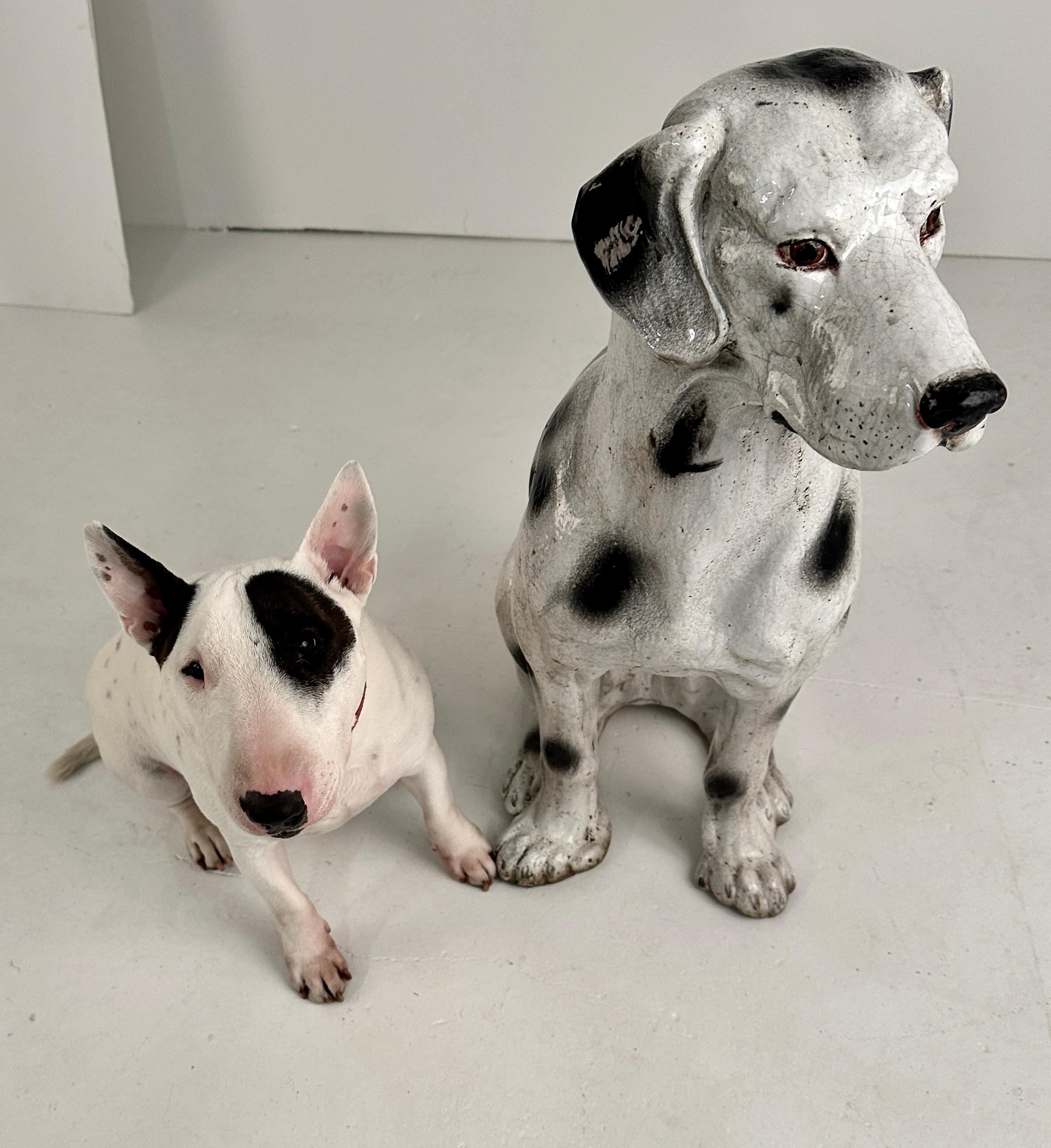 Lebensgroßer glasierter Terrakotta-Hund, Italien ca. 1960er Jahre im Angebot 7