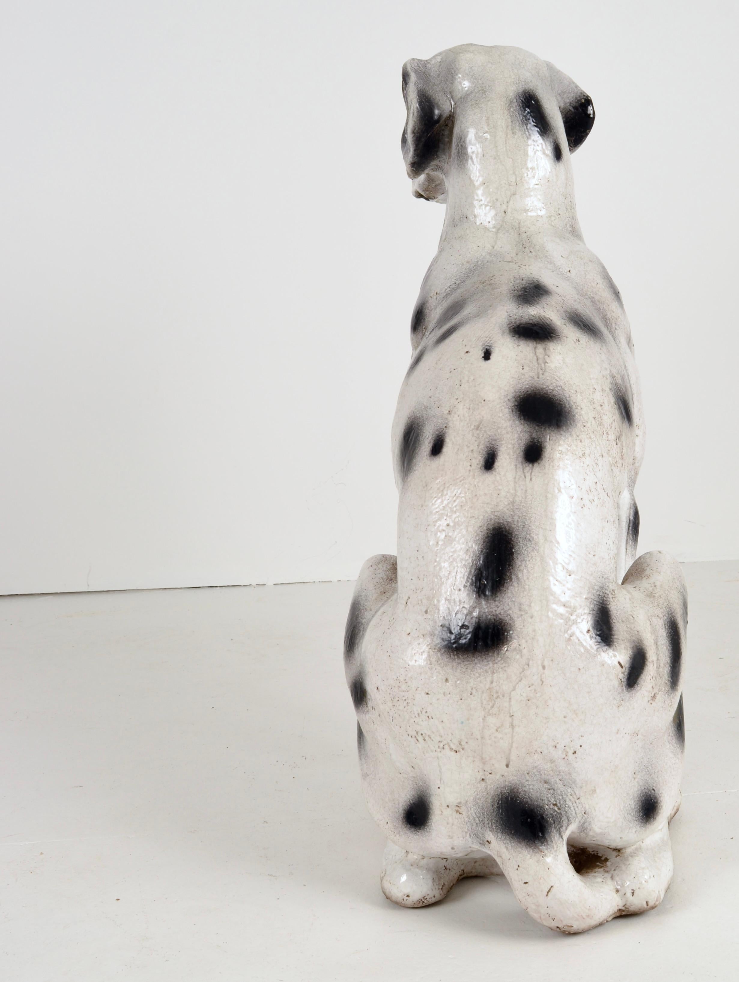 Lebensgroßer glasierter Terrakotta-Hund, Italien ca. 1960er Jahre (Glasiert) im Angebot