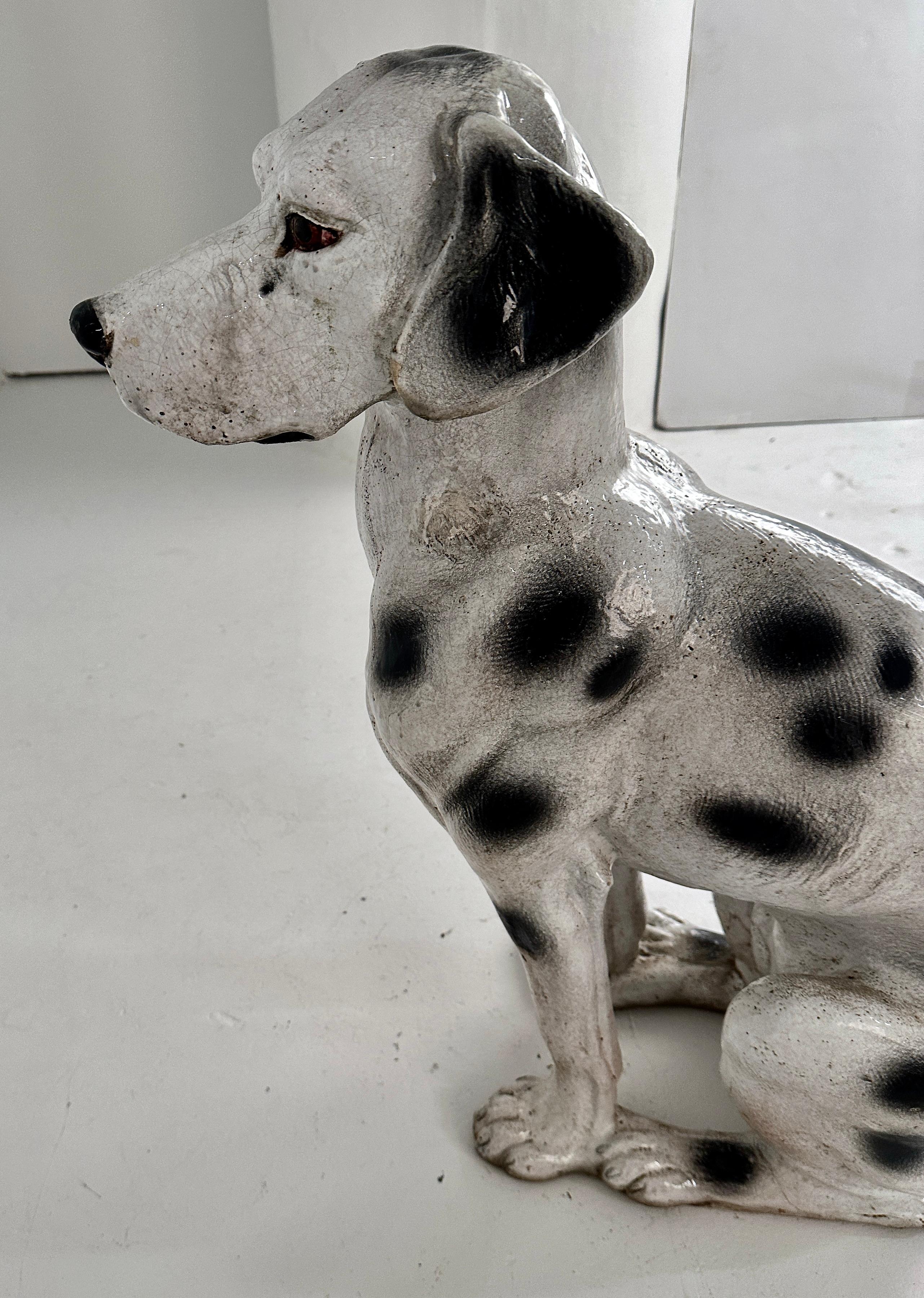 Lebensgroßer glasierter Terrakotta-Hund, Italien ca. 1960er Jahre im Angebot 1