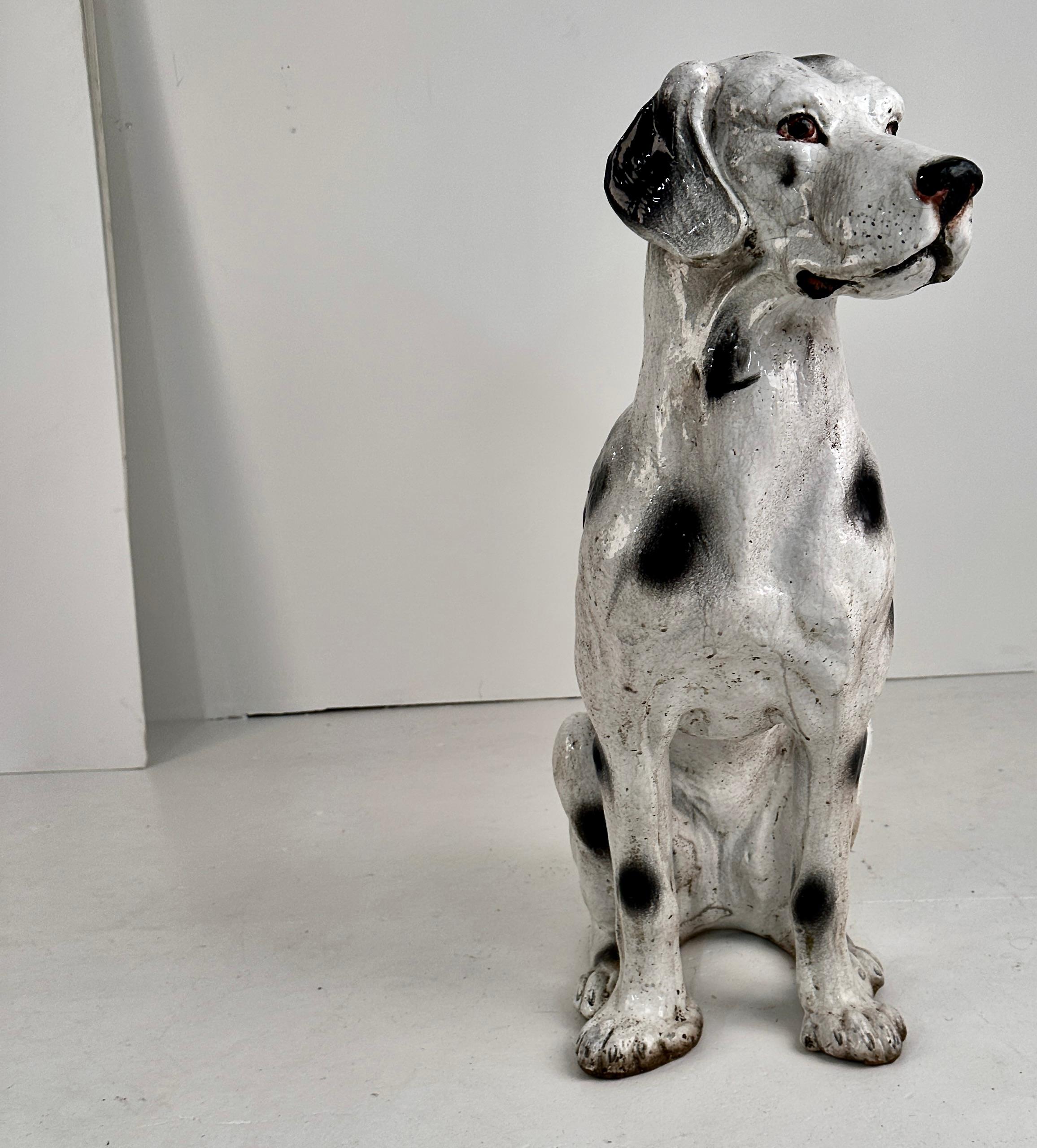 Life-size Glazed Terracotta Hound, Italy c 1960s For Sale 3