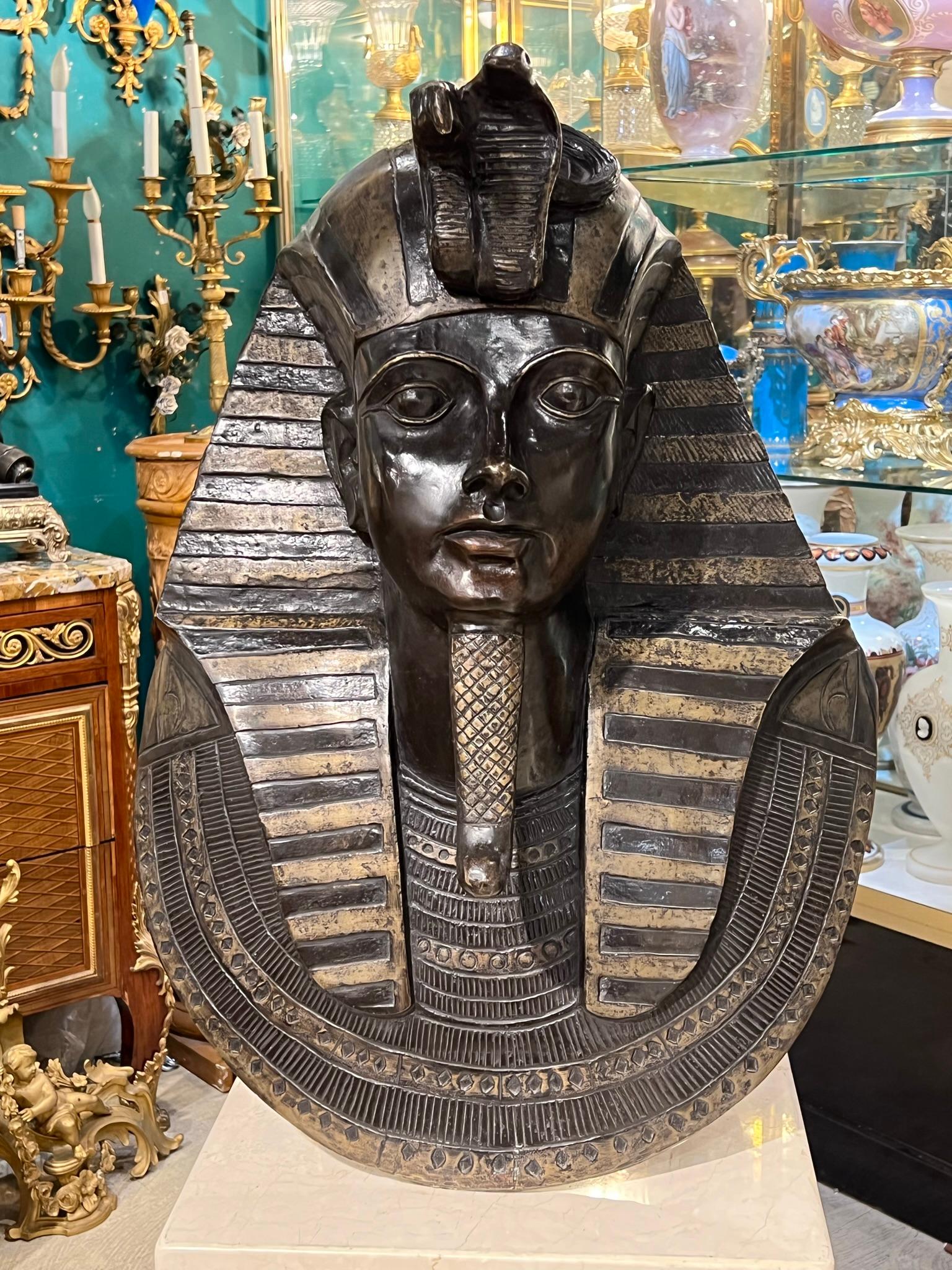 Finest quality French 19th century Life Size Grand Tour Bronze Sculpture of King Tut Burial Mask.