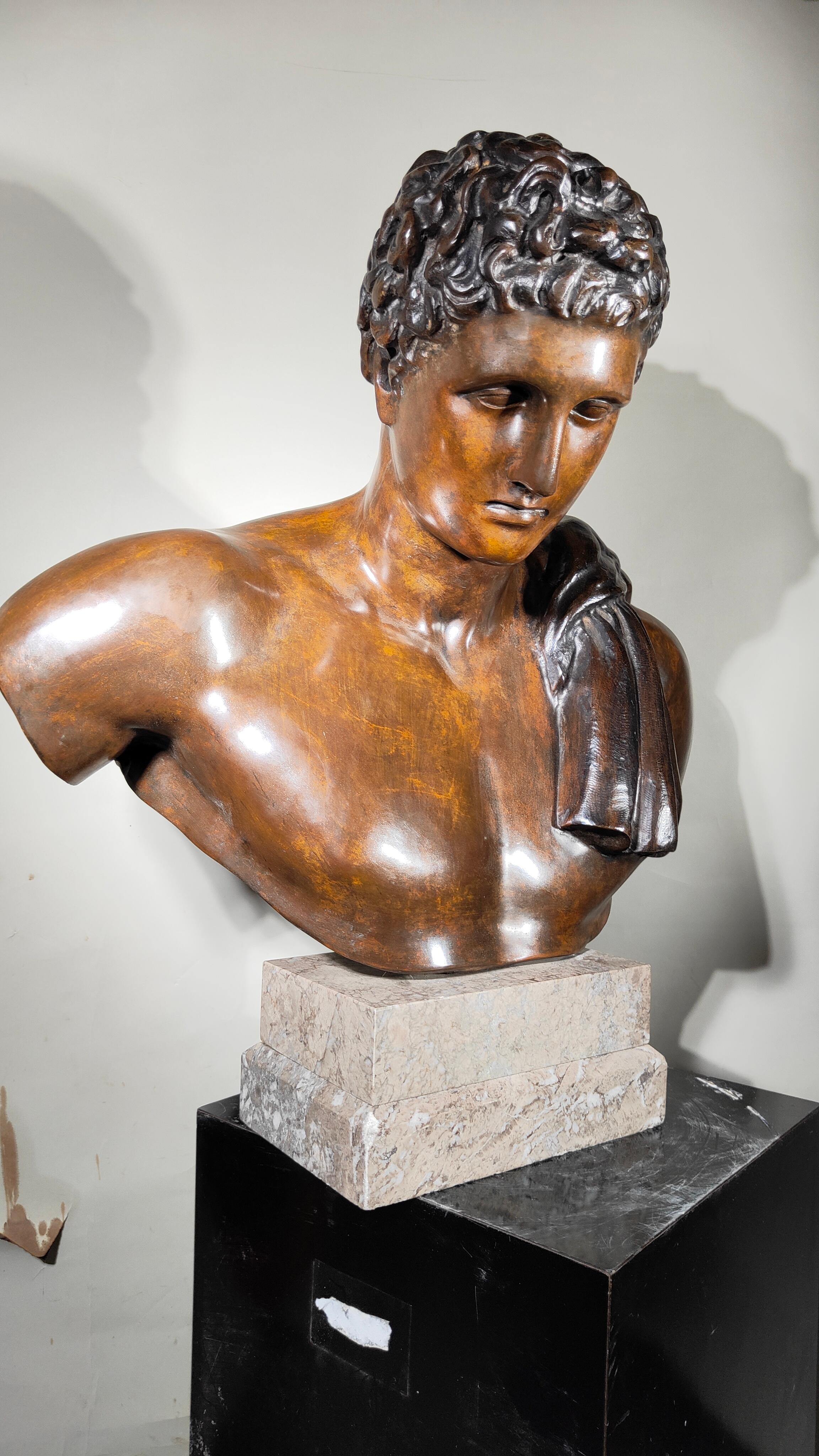 Life-size Greco-Roman bronze bust, 19th century For Sale 6