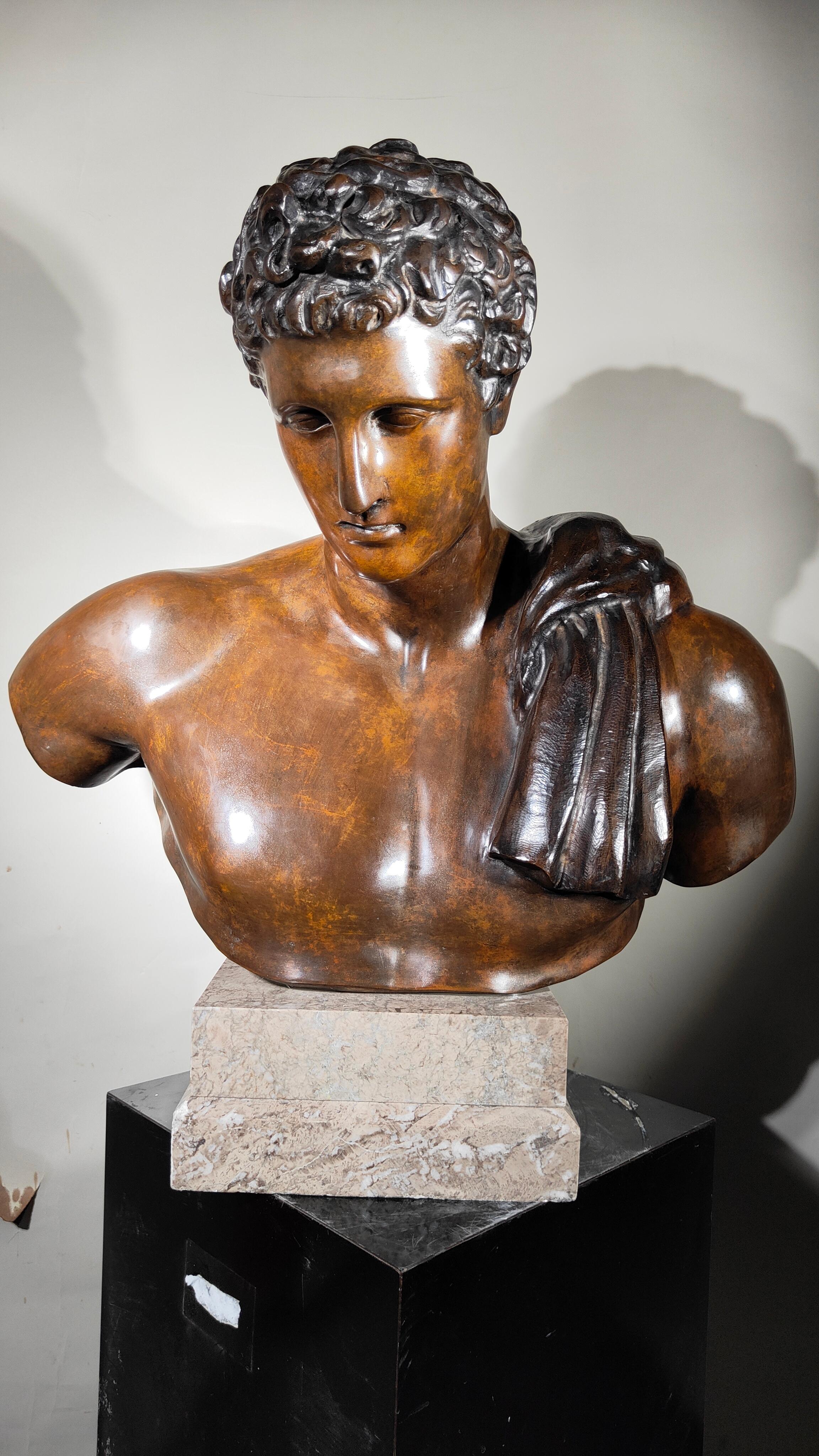 Life-size Greco-Roman bronze bust, 19th century For Sale 7