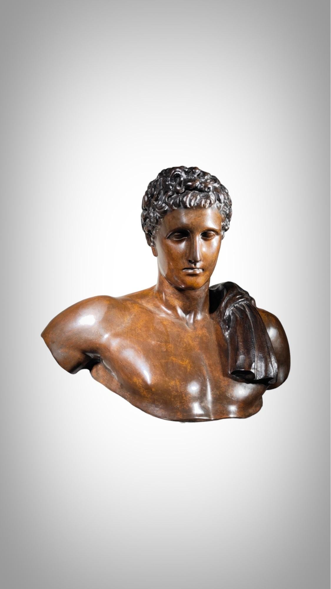 Life-size Greco-Roman bronze bust, 19th century In Good Condition For Sale In Madrid, ES
