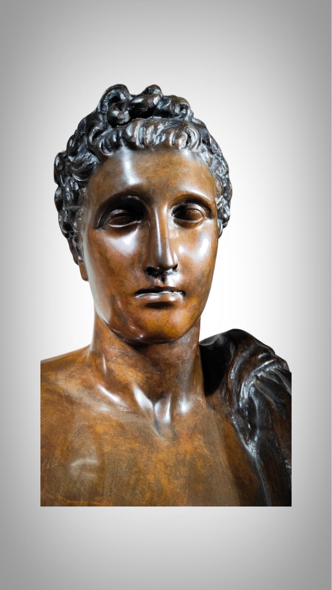 Late 19th Century Life-size Greco-Roman bronze bust, 19th century For Sale