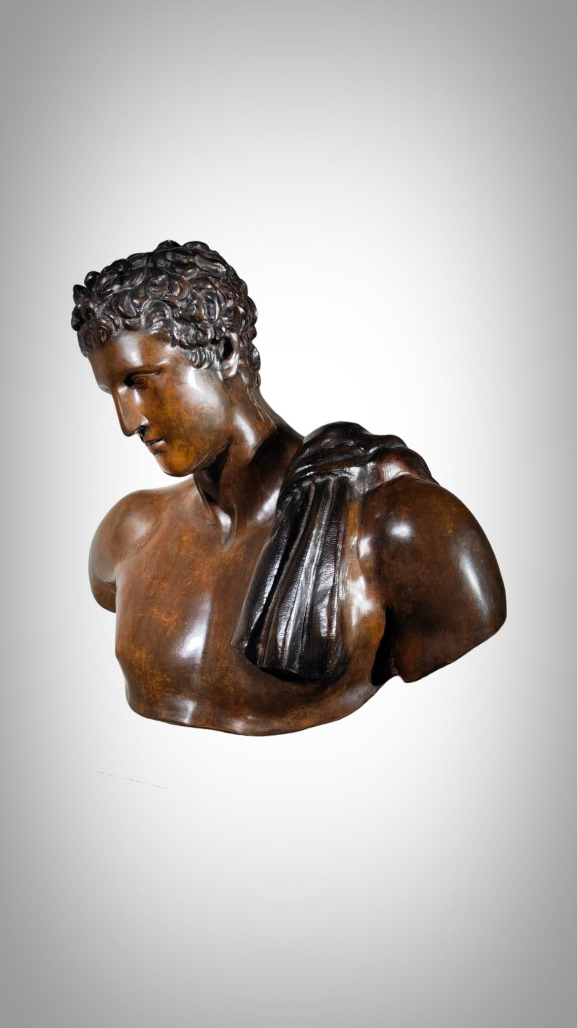 Bronze Life-size Greco-Roman bronze bust, 19th century For Sale