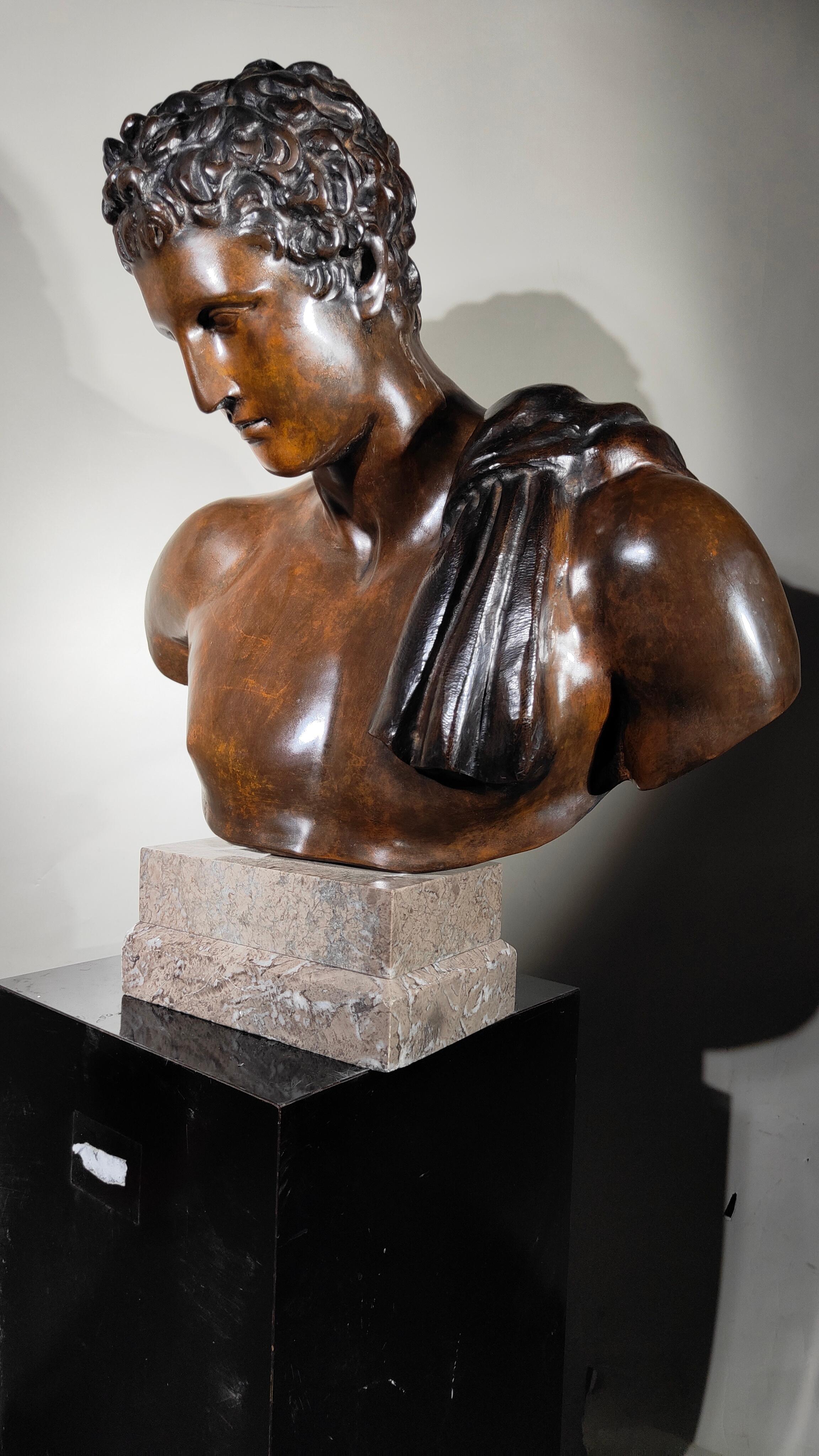 Life-size Greco-Roman bronze bust, 19th century For Sale 4