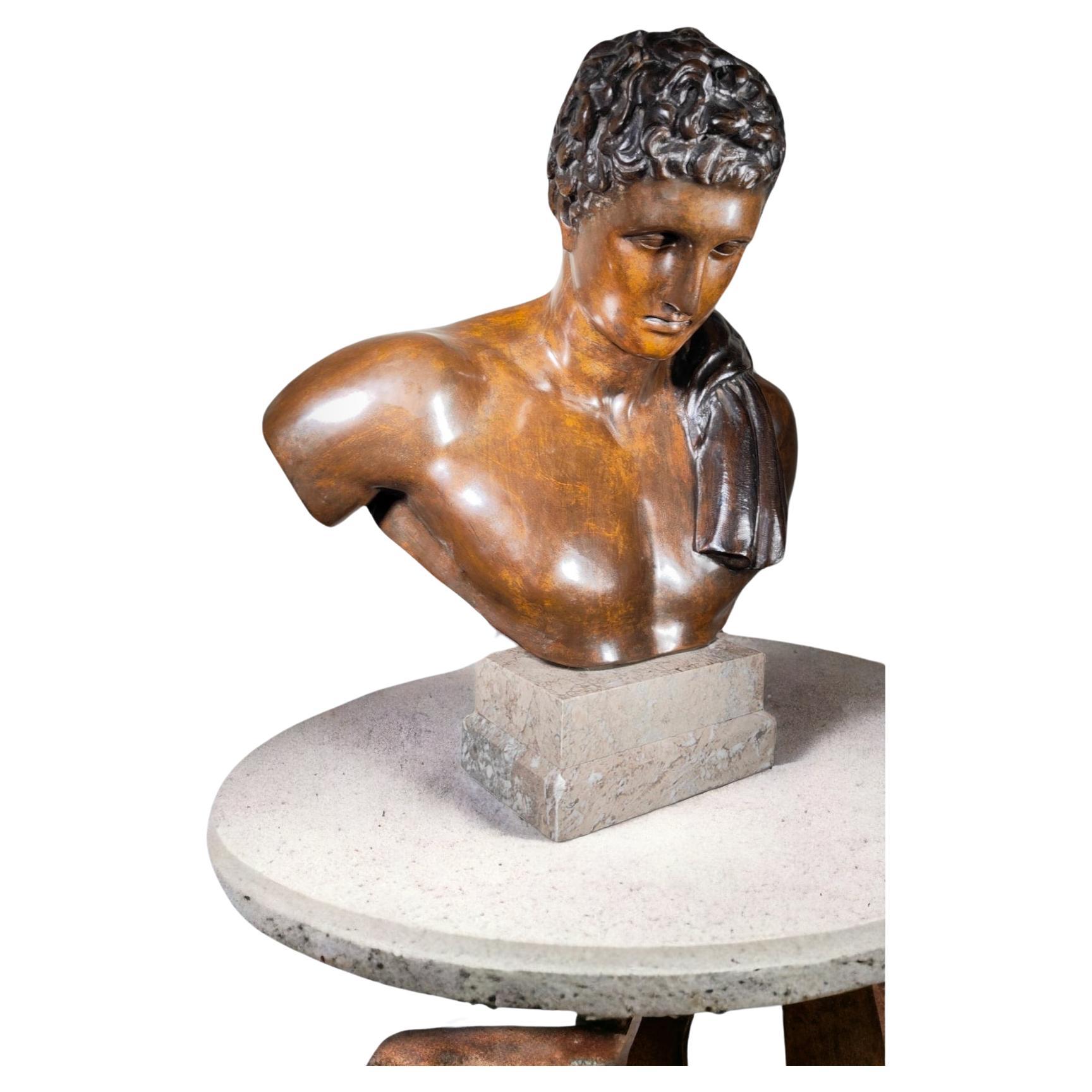 Life-size Greco-Roman bronze bust, 19th century