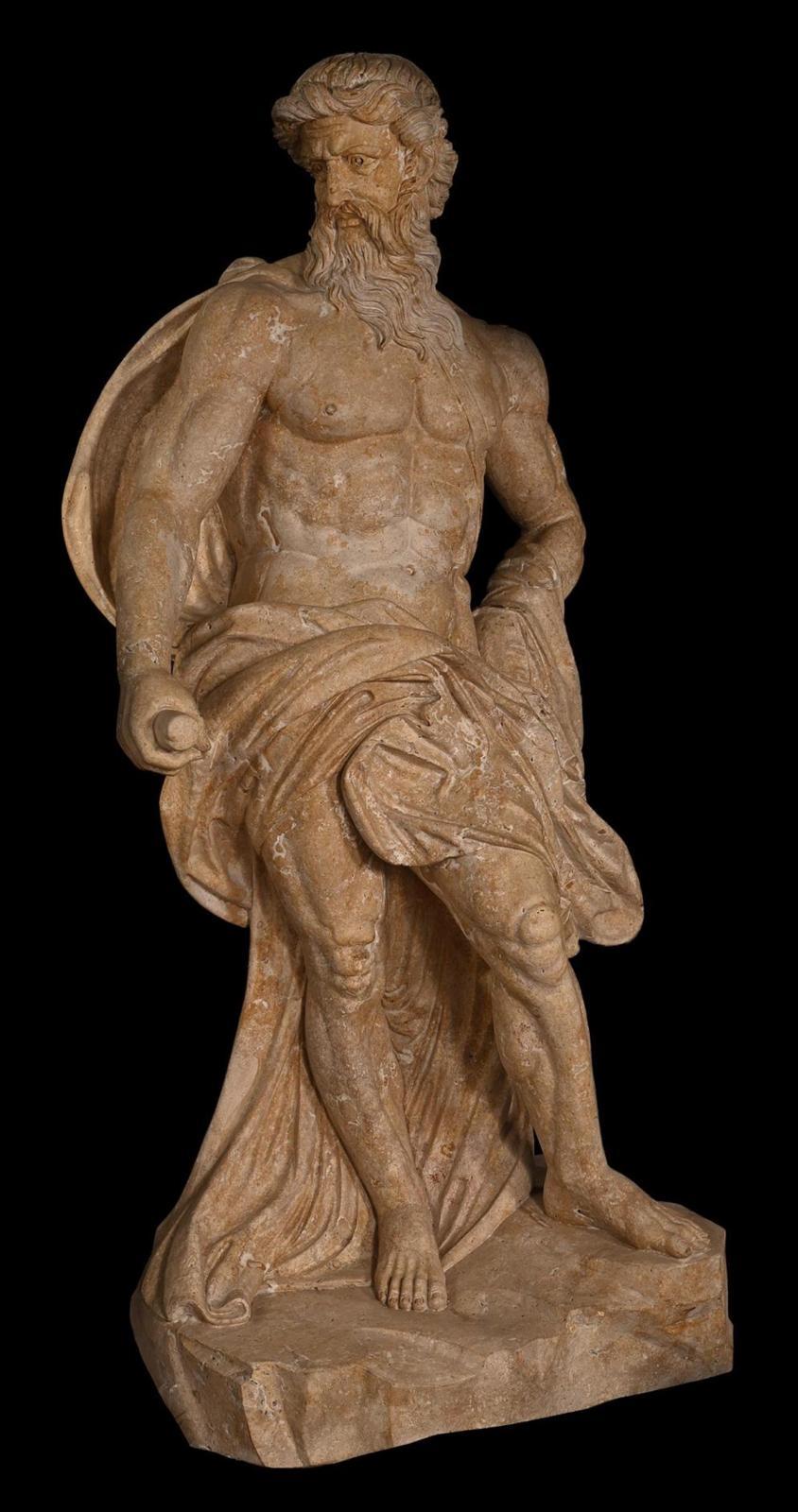 Metà XX secolo Scultura mitologica greca a grandezza naturale in marmo travertino - Italia in vendita