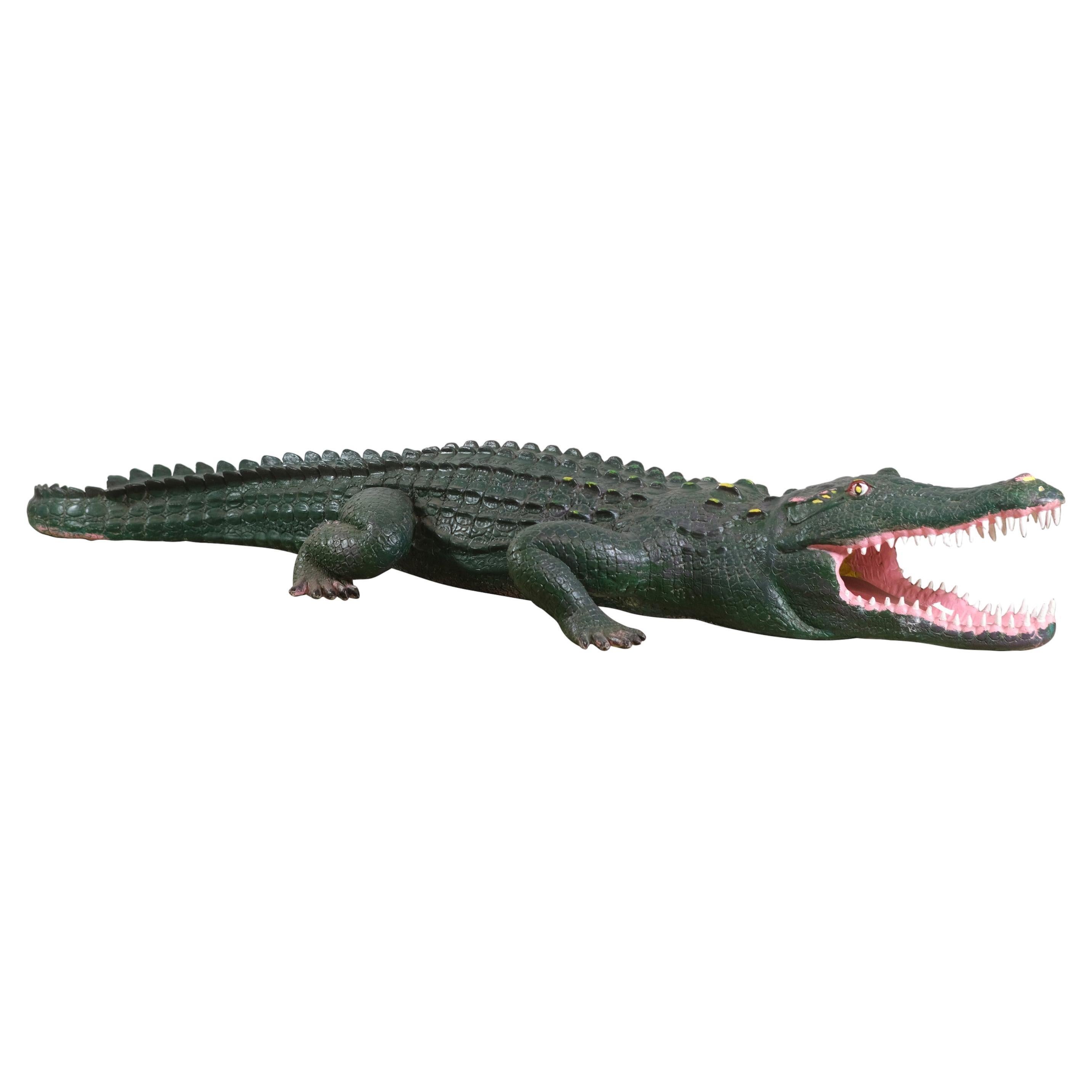 Life Size Hand Painted Long Fiberglass Crocodile