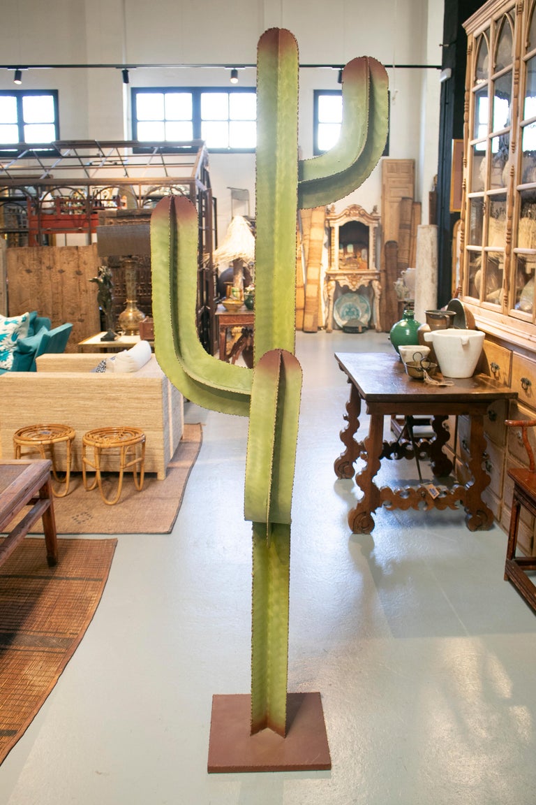 LifeSize Hand Painted Iron Cactus at 1stDibs