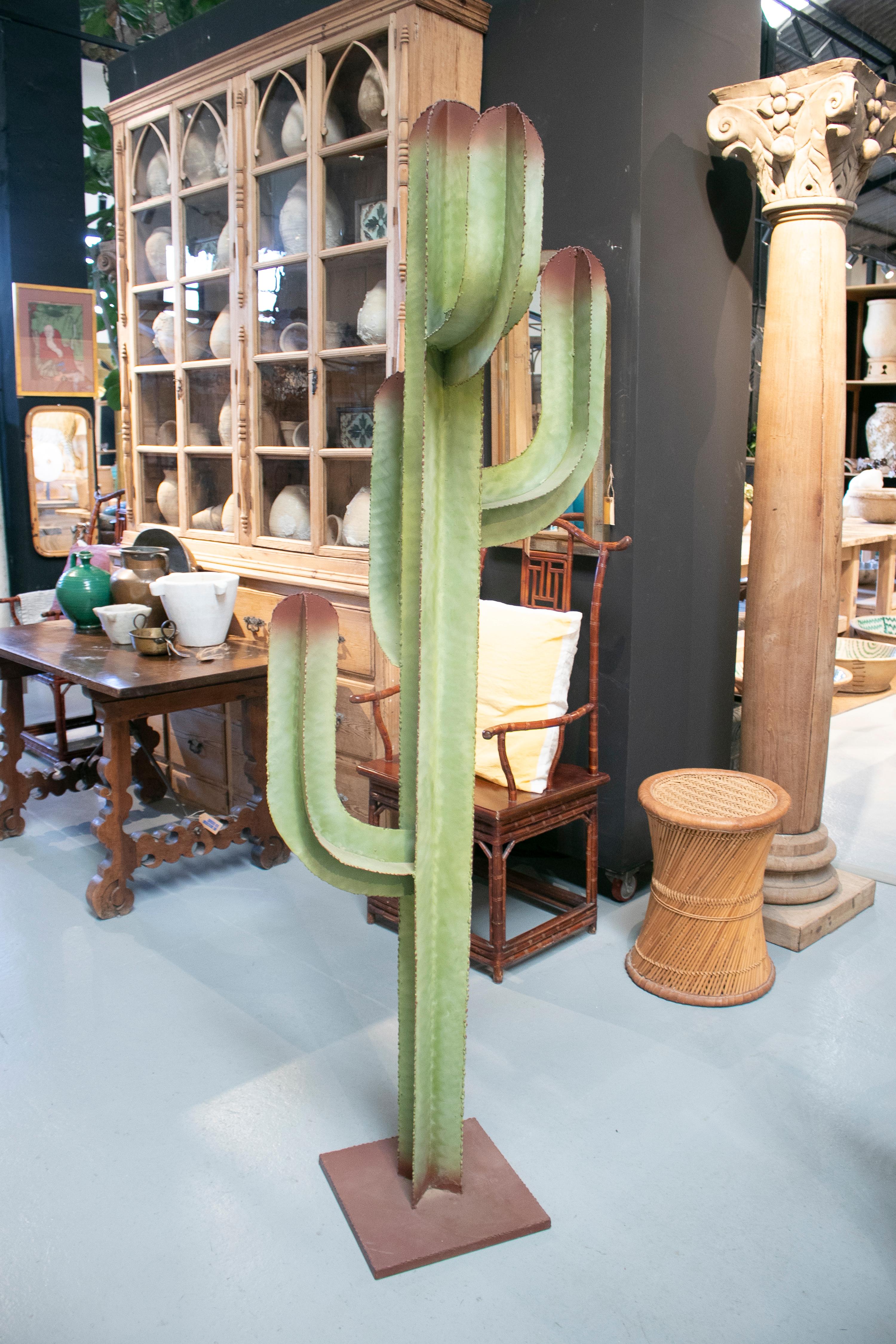 Life-Size Hand Painted Iron Cactus In Good Condition In Marbella, ES