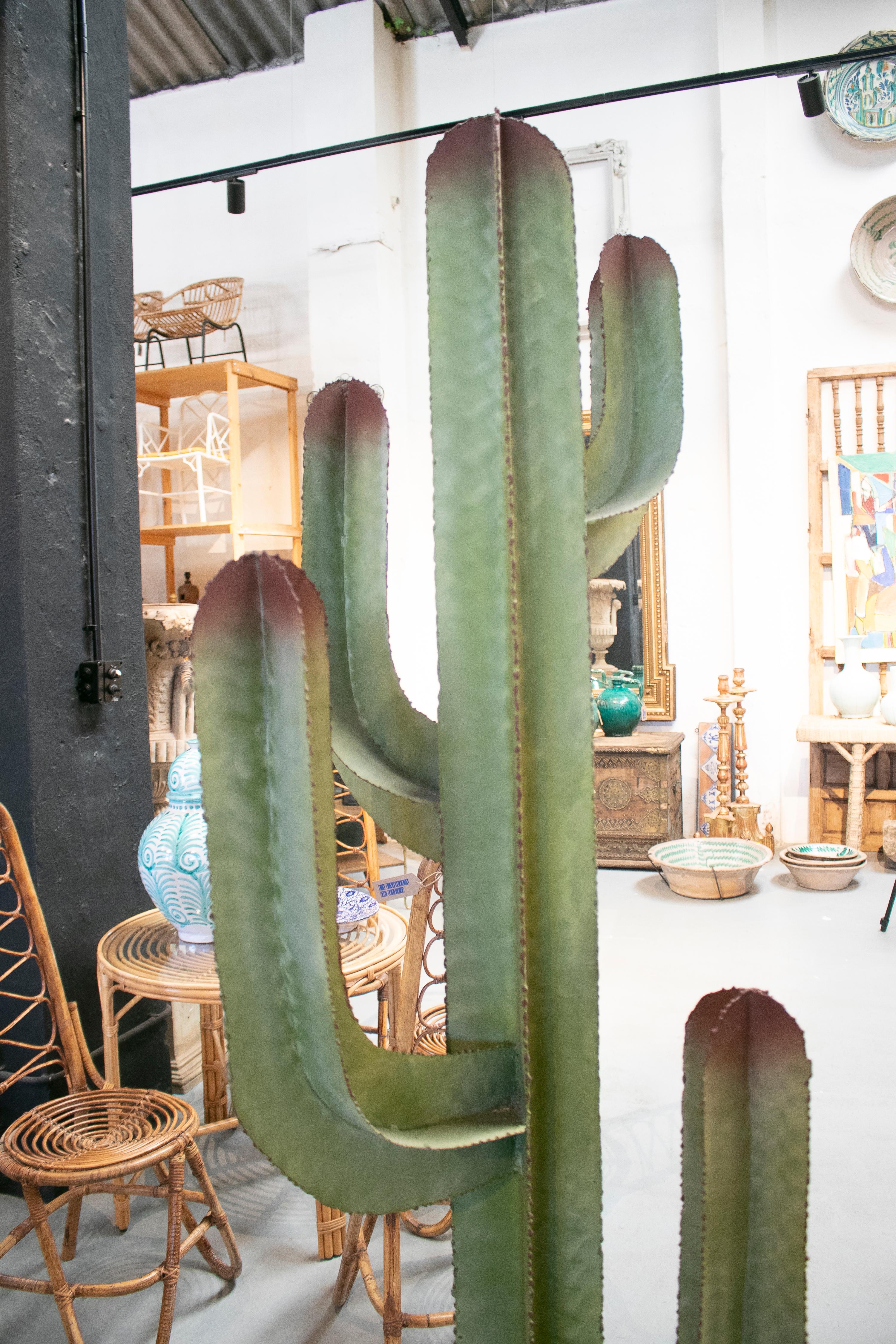 20th Century Life-Size Hand Painted Iron Cactus