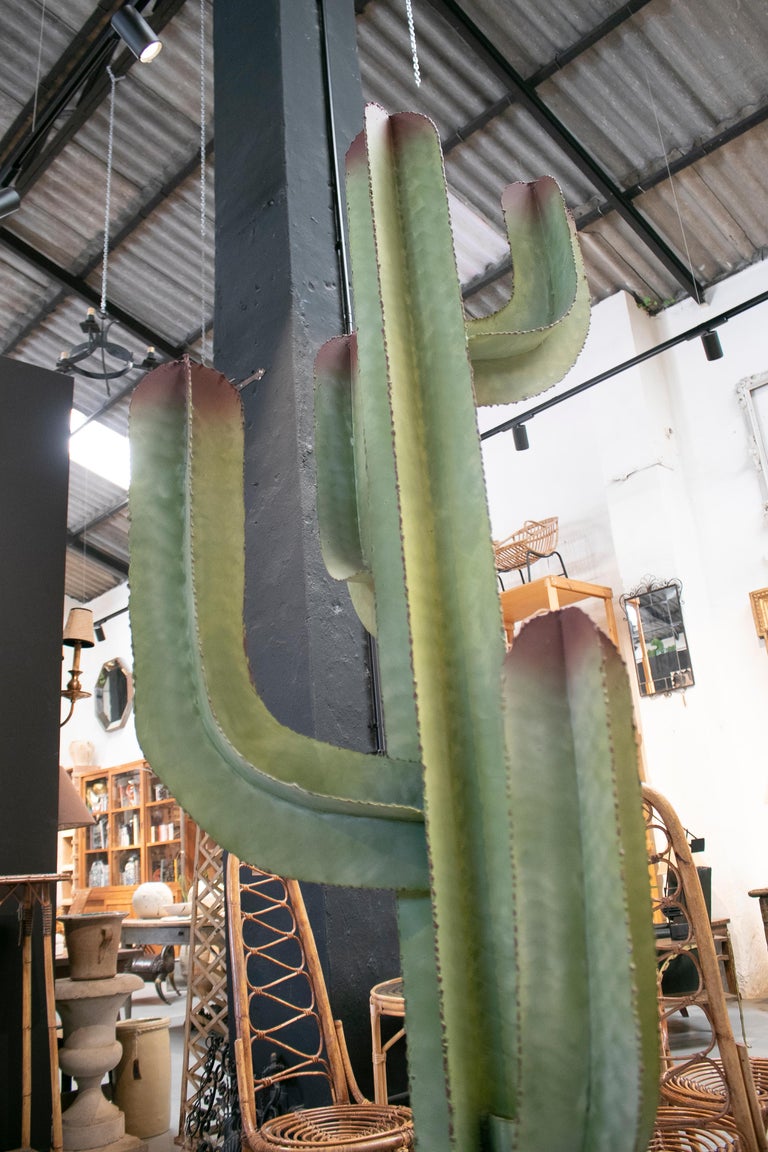 LifeSize Hand Painted Iron Cactus at 1stDibs