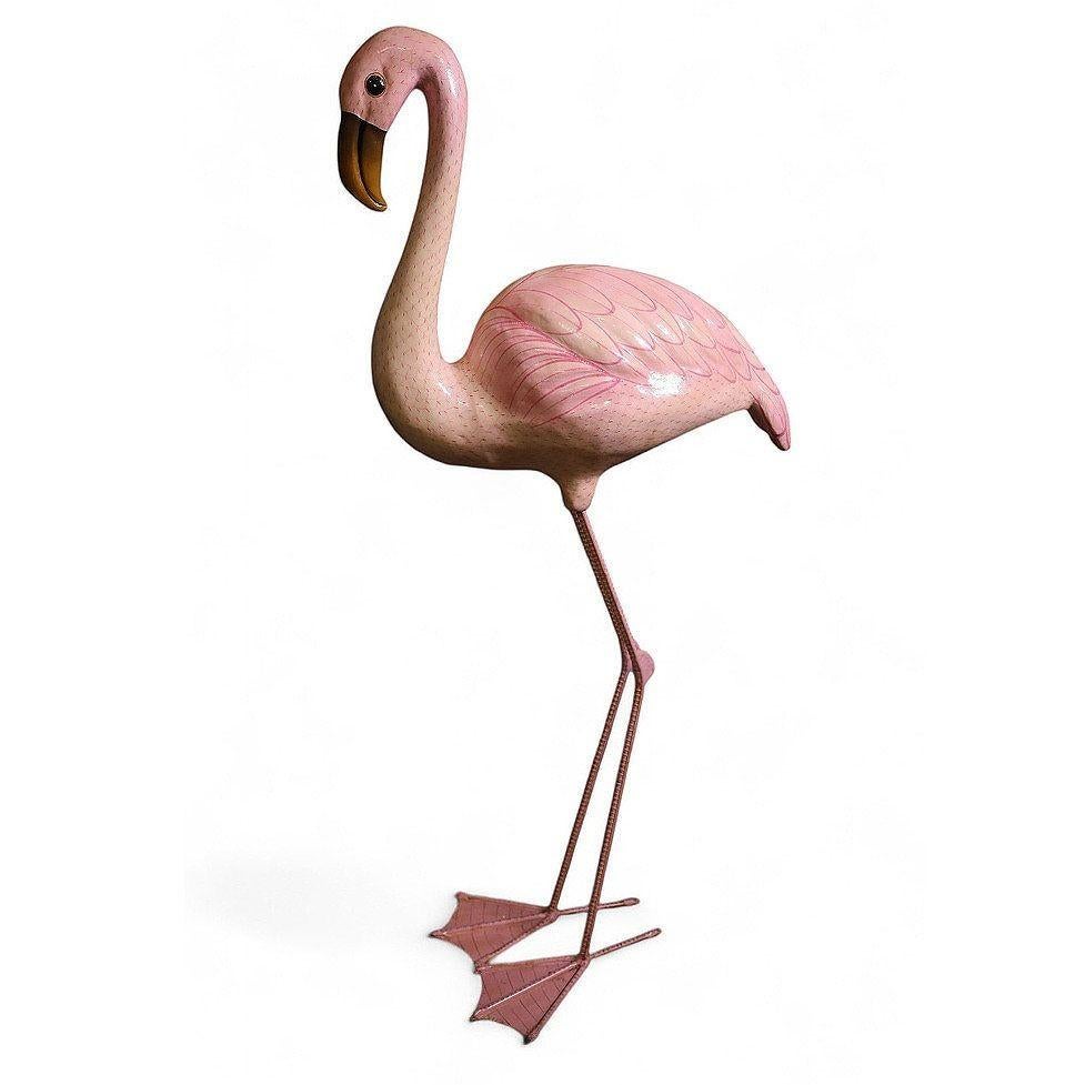 Life-Size Handmade Paper Mache Pink Flamingo Sculpture Signed Sergio Bustamante In Excellent Condition For Sale In Van Nuys, CA