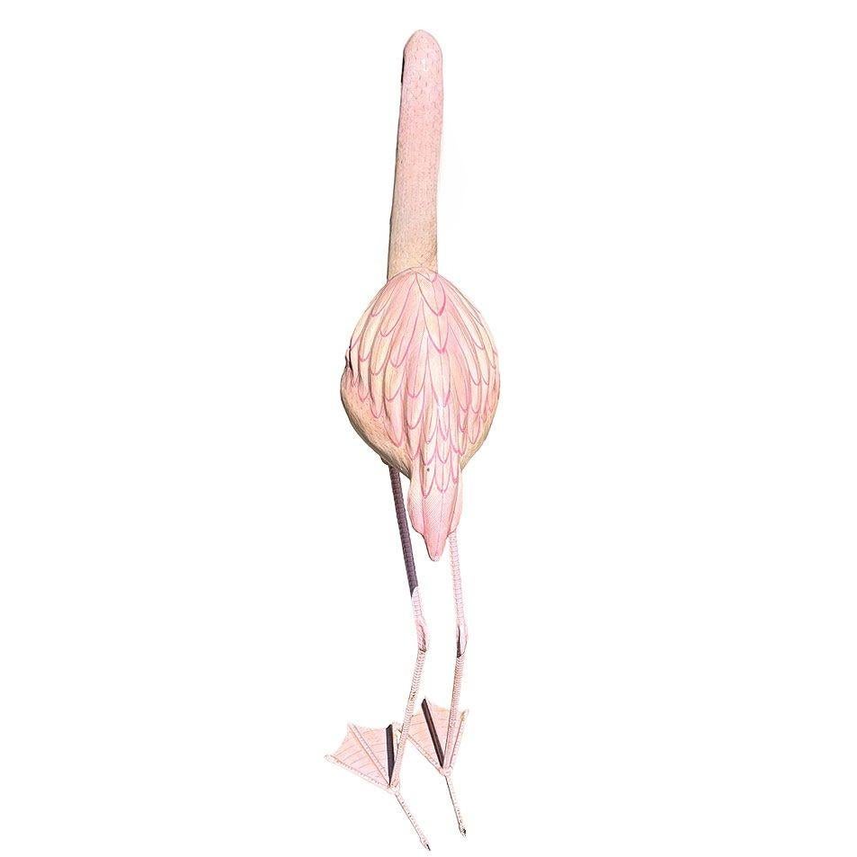 Mid-20th Century Life-Size Handmade Paper Mache Pink Flamingo Sculpture Signed Sergio Bustamante For Sale