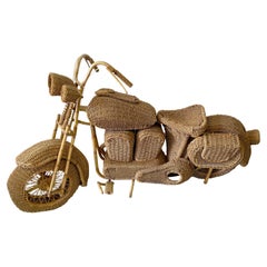 Vintage Life Size Harley Davidson Rattan Model of a Motorcycle, Attributed to Tom Dixon