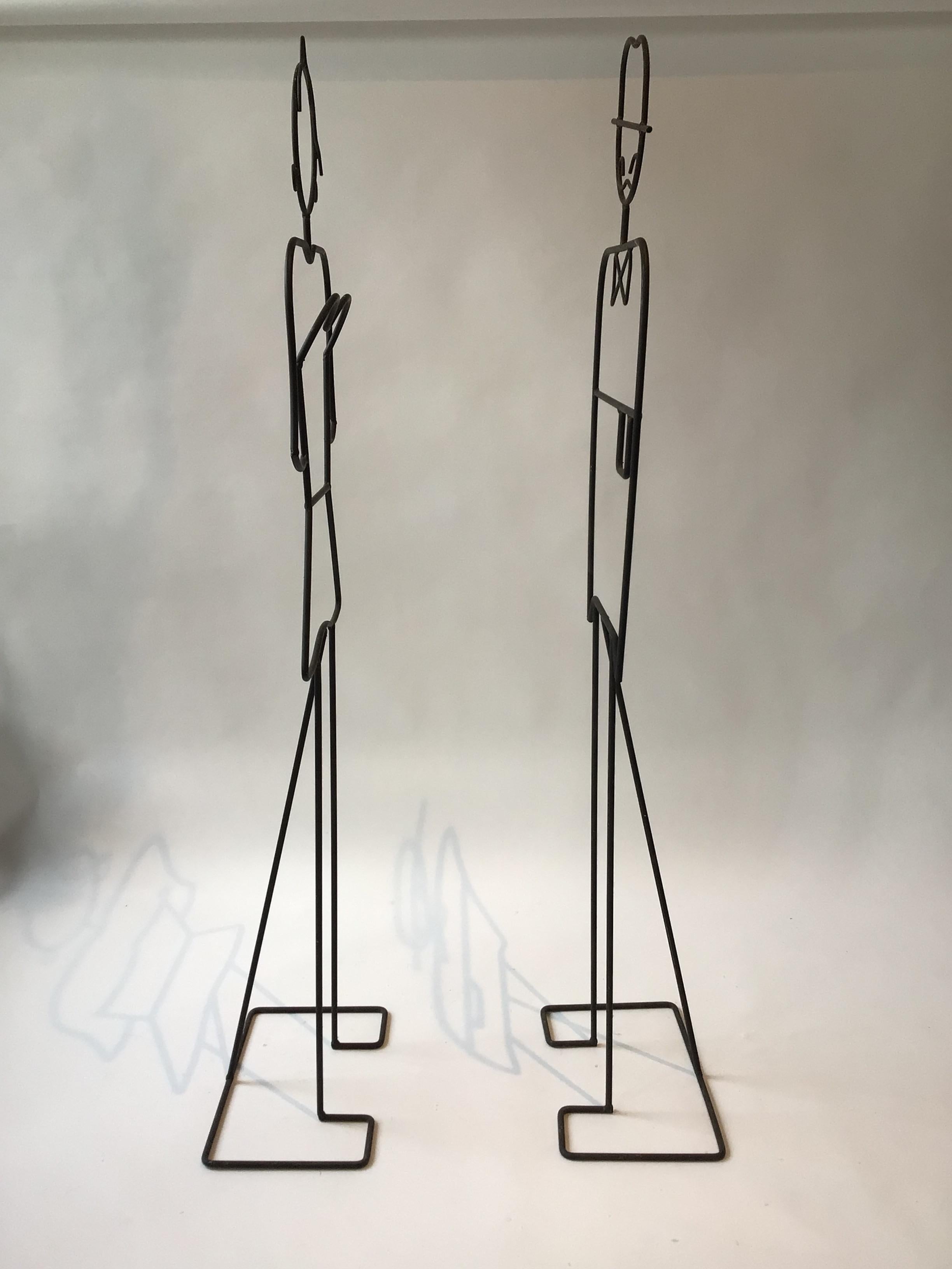 Late 20th Century Life Size Iron Sculpture of Man and Woman