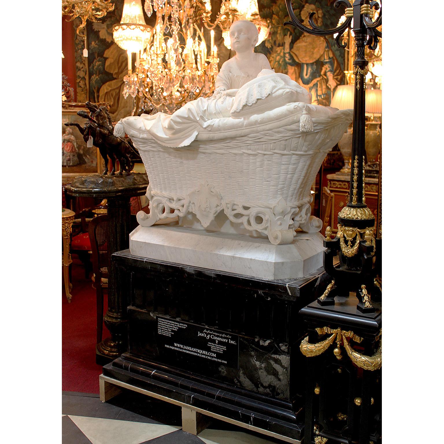 Antonio Tantardini (italiano, 1829-1879) Straordinaria scultura italiana del XIX secolo in marmo bianco di Carrara scolpita a grandezza naturale raffigurante 